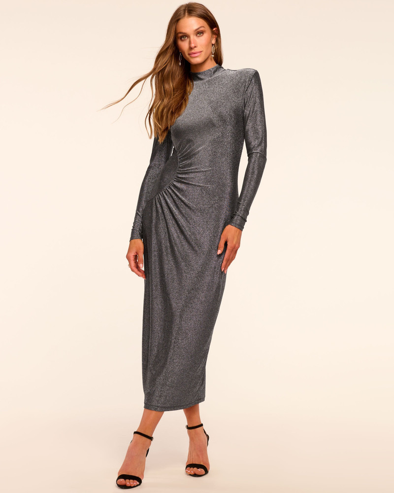 Amarilys Sparkle Knit Mock Neck Midi Dress 1