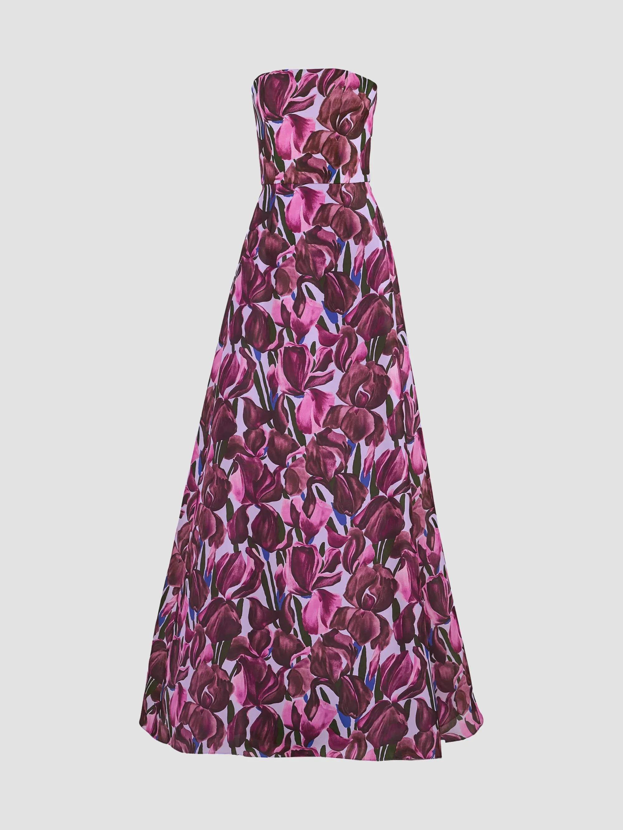 Women's Floral Silk Belted Ball Gown - Rioja Multi - 1