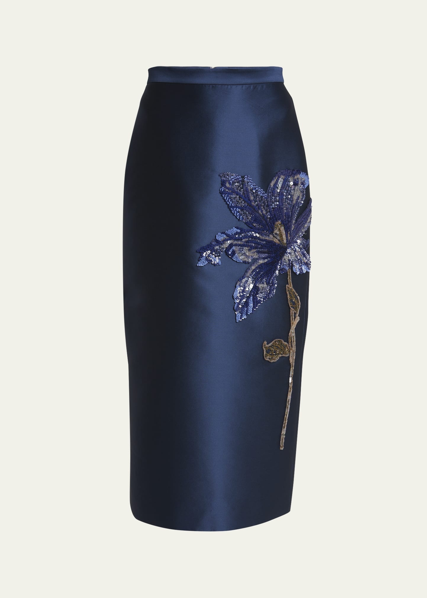 Floral Silk Midi Pencil Skirt - 1