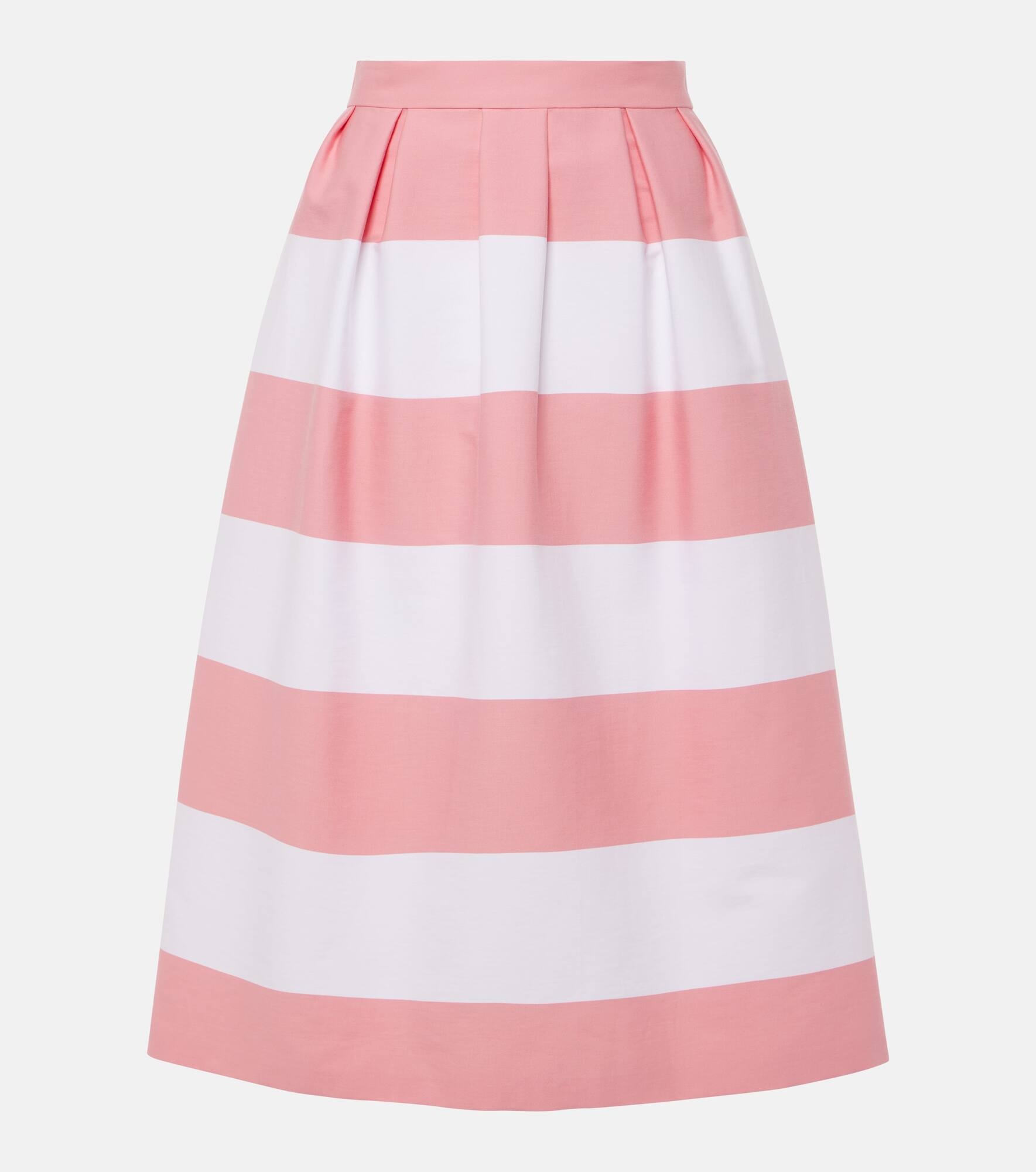 Striped pleated cotton-blend midi skirt - 1