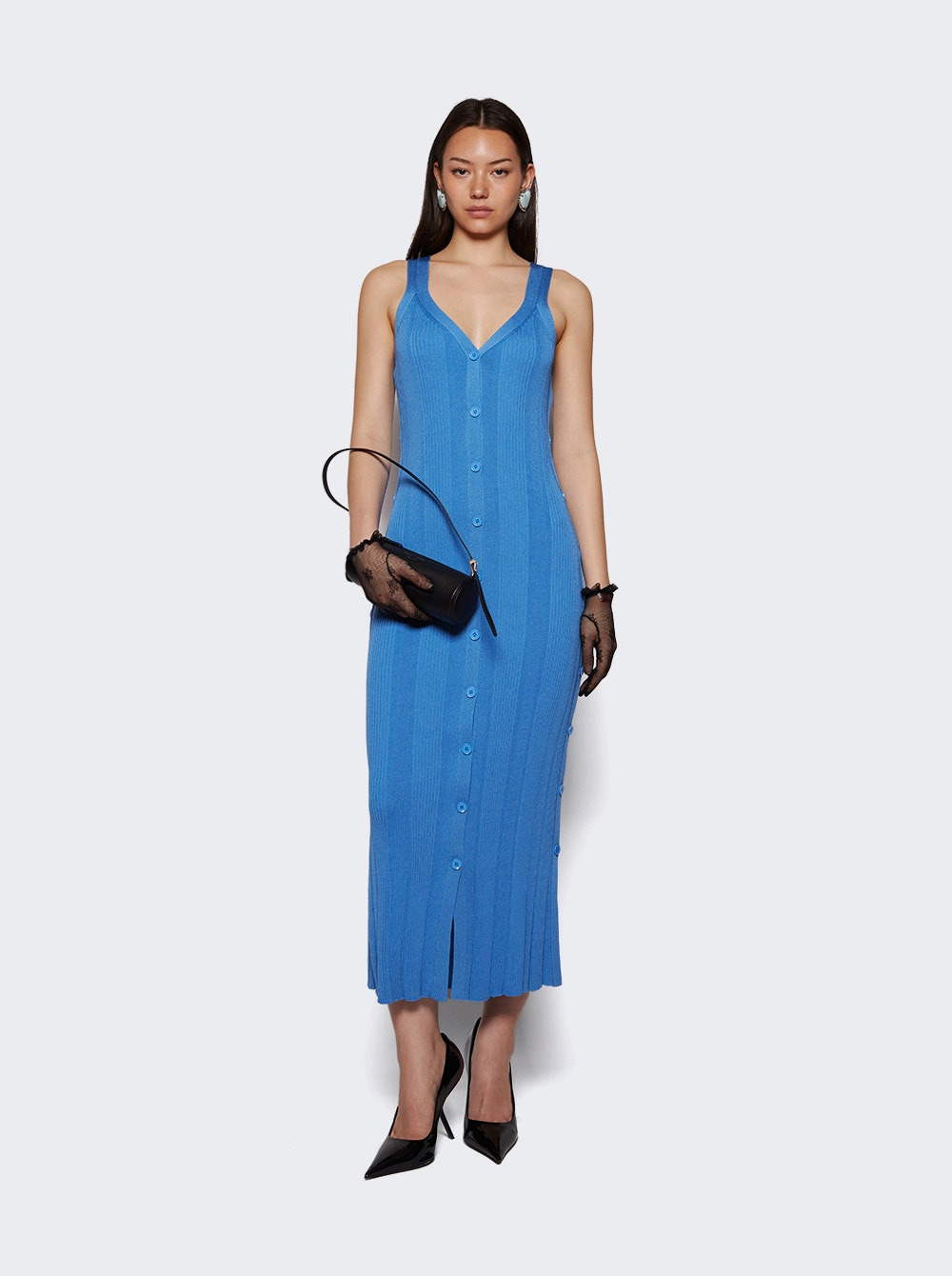 Ellis Dress In Column Rib Blue - 5