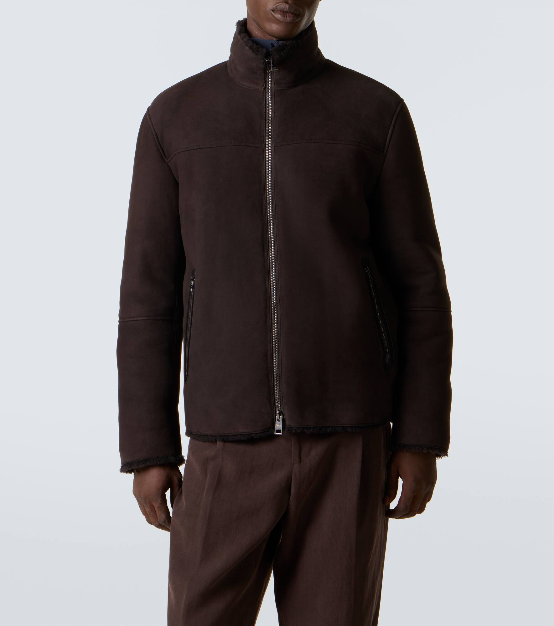 Shearling-trimmed suede jacket - 3