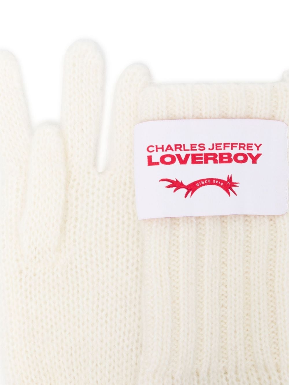 logo-patch knitted gloves - 2
