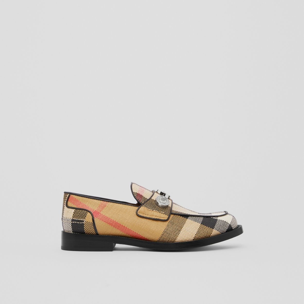 Logo Detail Check Nylon Loafers - 1