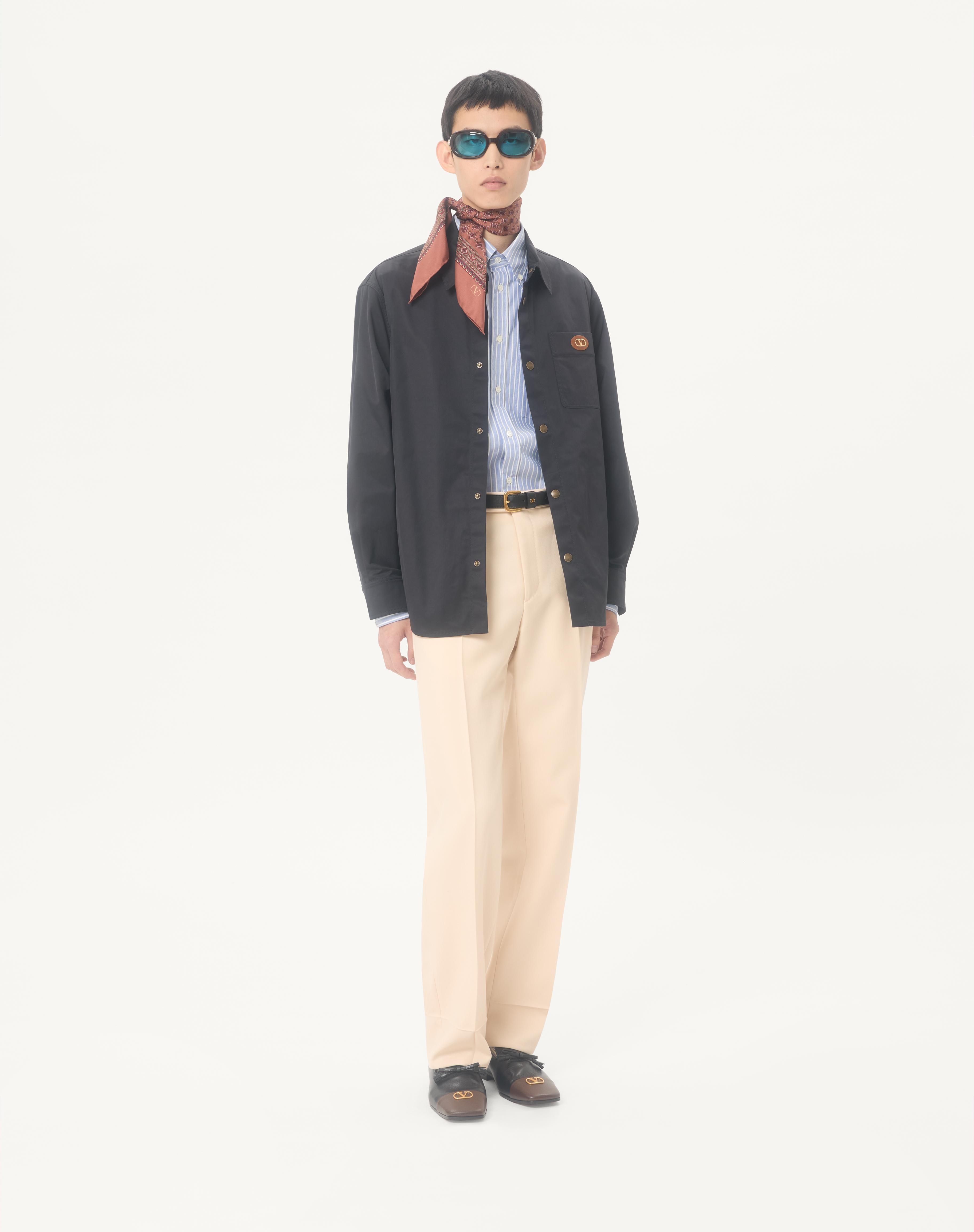 NYLON SHIRT JACKET WITH RUBBERIZED V DETAIL - 2