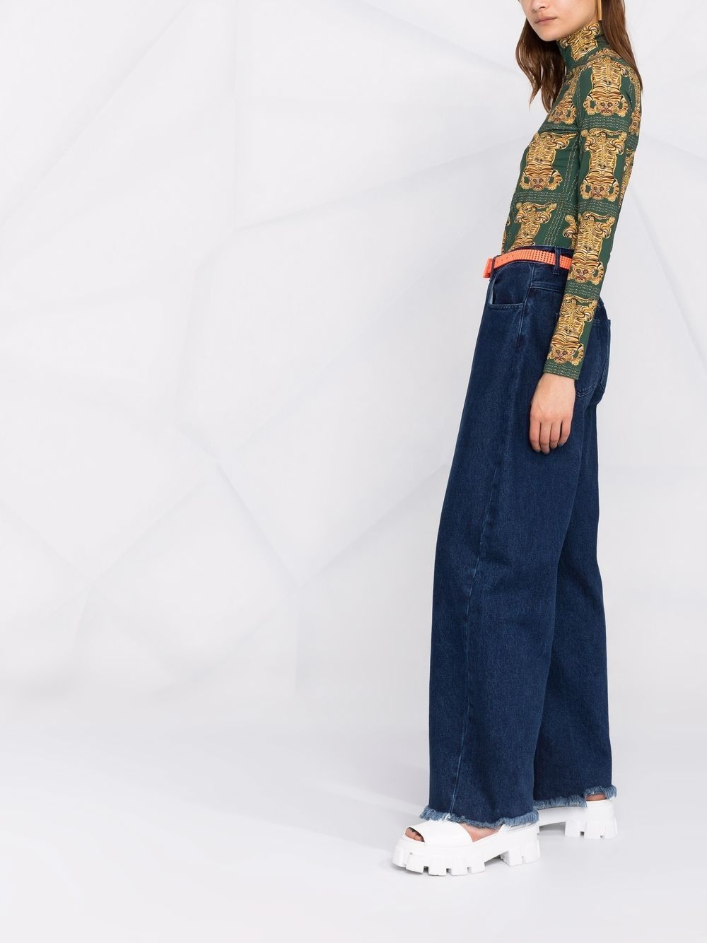 tiger tile-print turtleneck top - 4