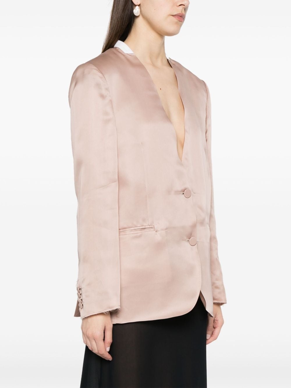 single-breasted silk blazer - 3