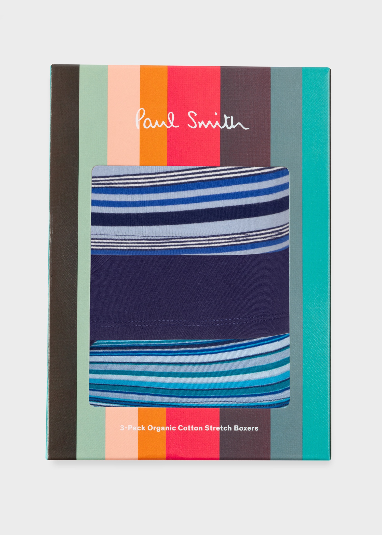 Cotton-Blend Navy Stripe Mixed Boxer Briefs Three Pack - 7