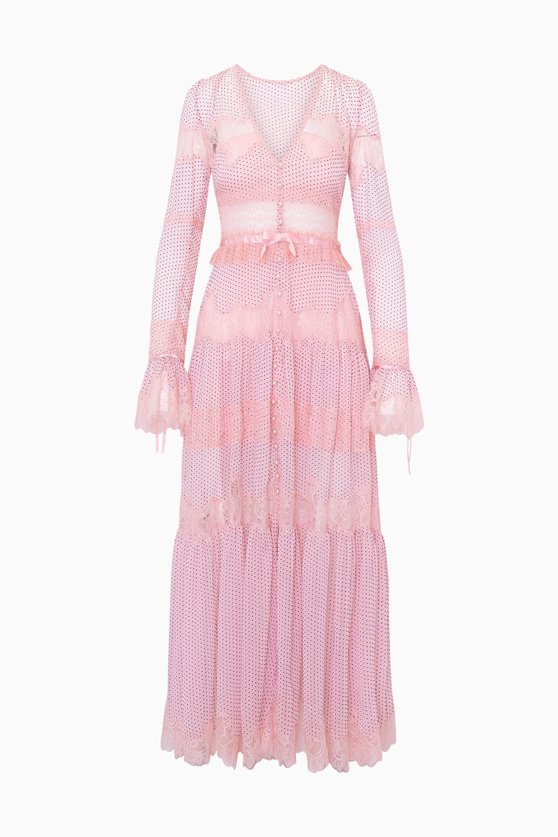 Marinetta Polka Dot Lace-Trim Maxi Dress 1