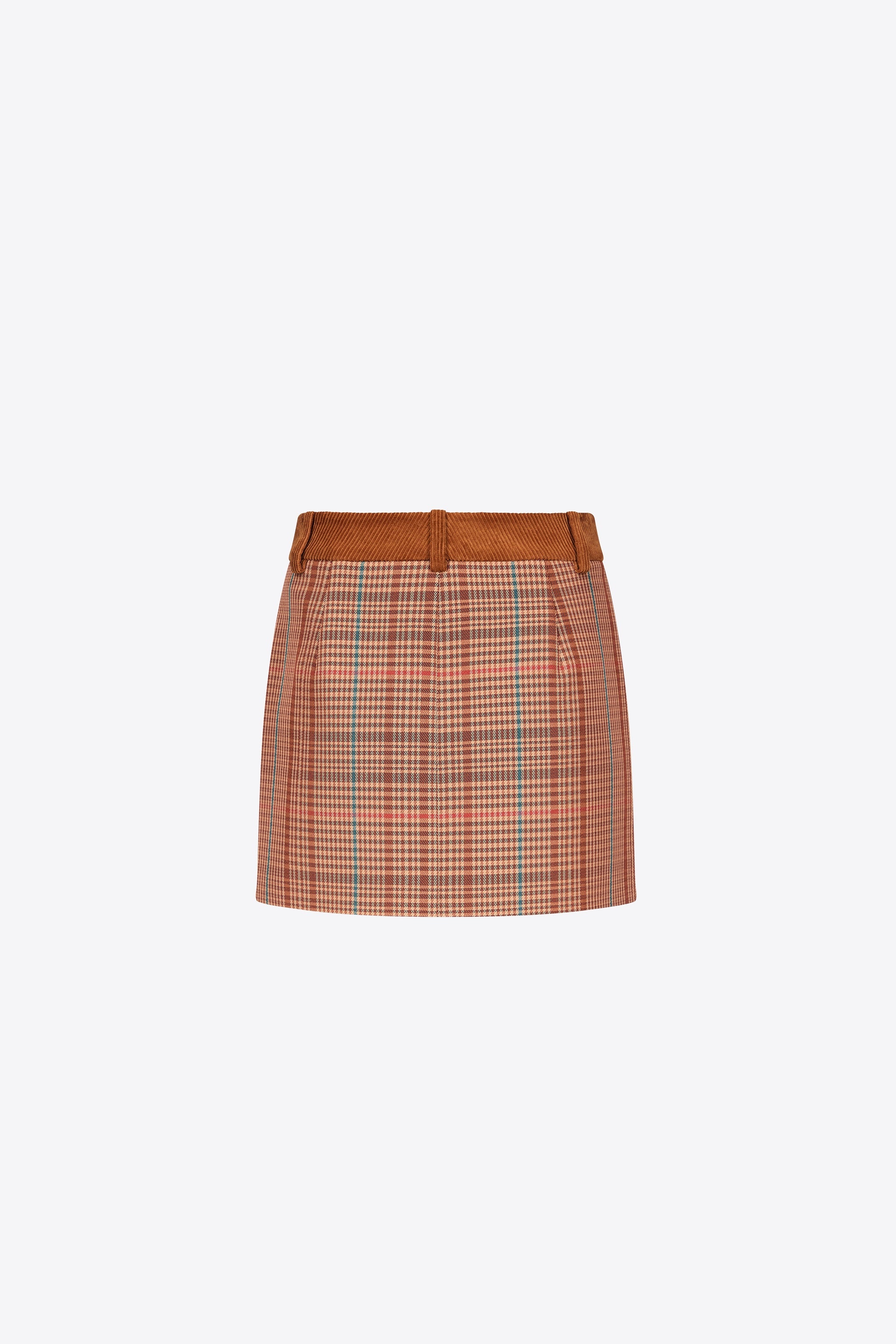 CRYSTAL BUTTON CHECKED MINI SKIRT - 2