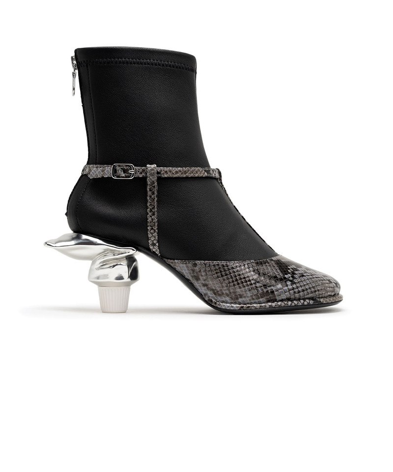Toothpaste Heel Python Printed Strap Boots 5