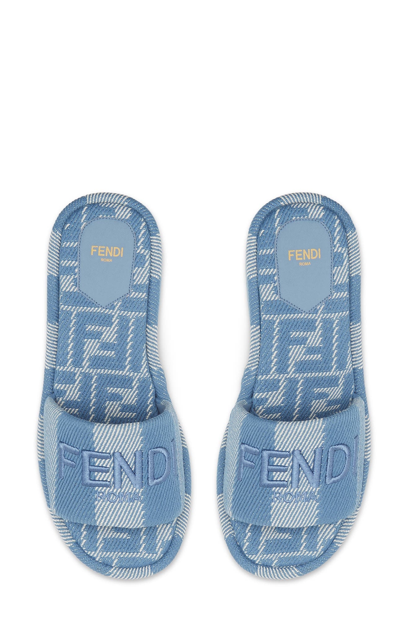 Fendi Sunshine Flatform Slide Sandal in F1Std Bianco Blu Ceruleo at Nordstrom - 3