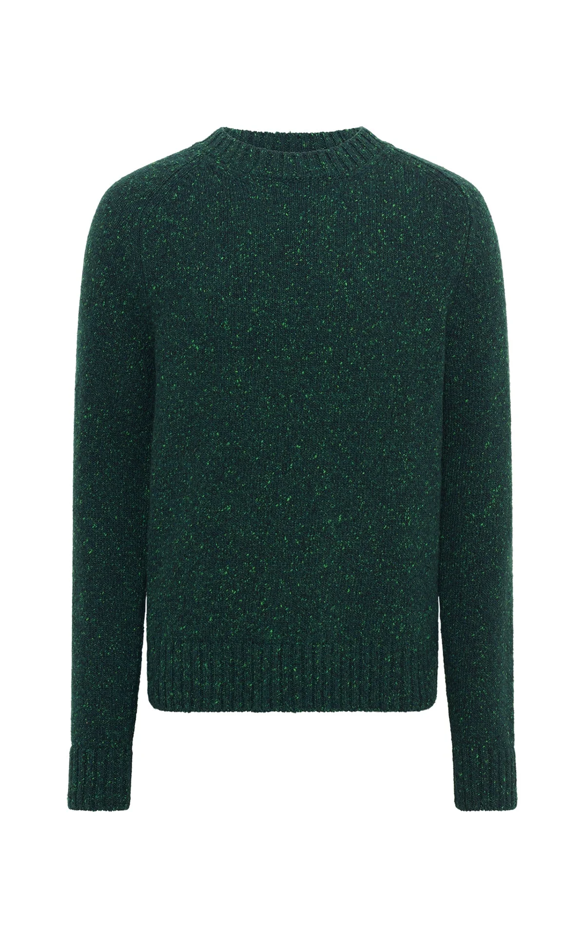 Daniel Knit Sweater in English Green Speckled Aran Cashmere - 1