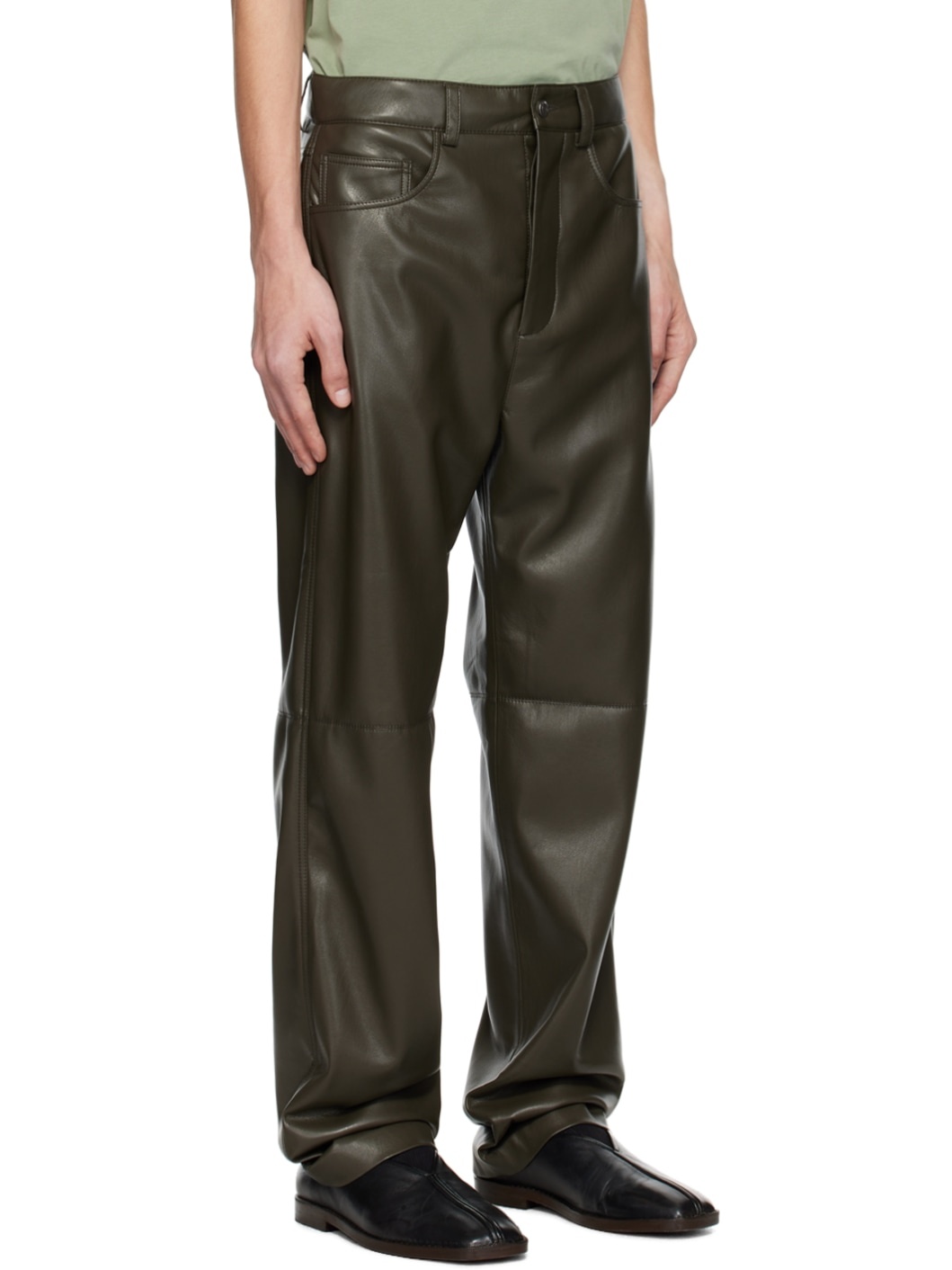 Gray Aric Vegan Leather Pants - 2