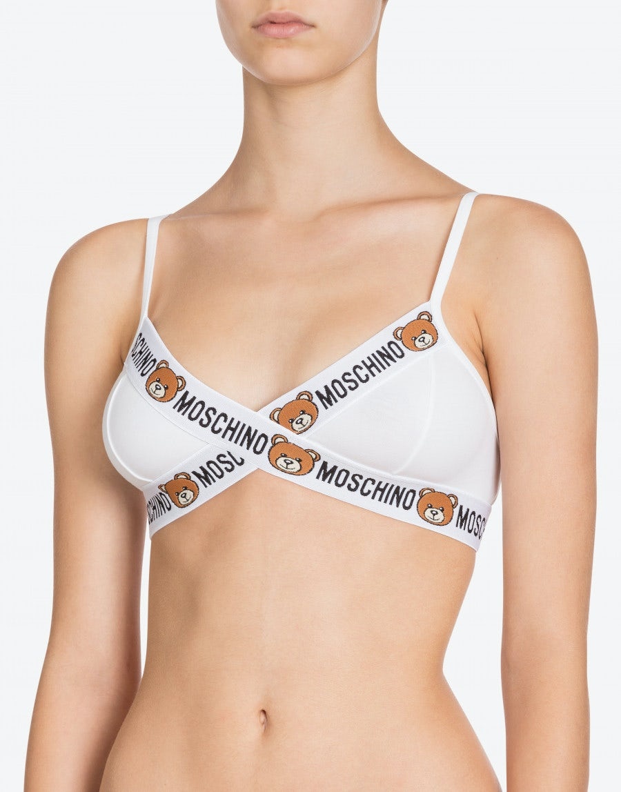 TRIANGLE COTTON BRA WITH MOSCHINO TEDDY BEAR - 2
