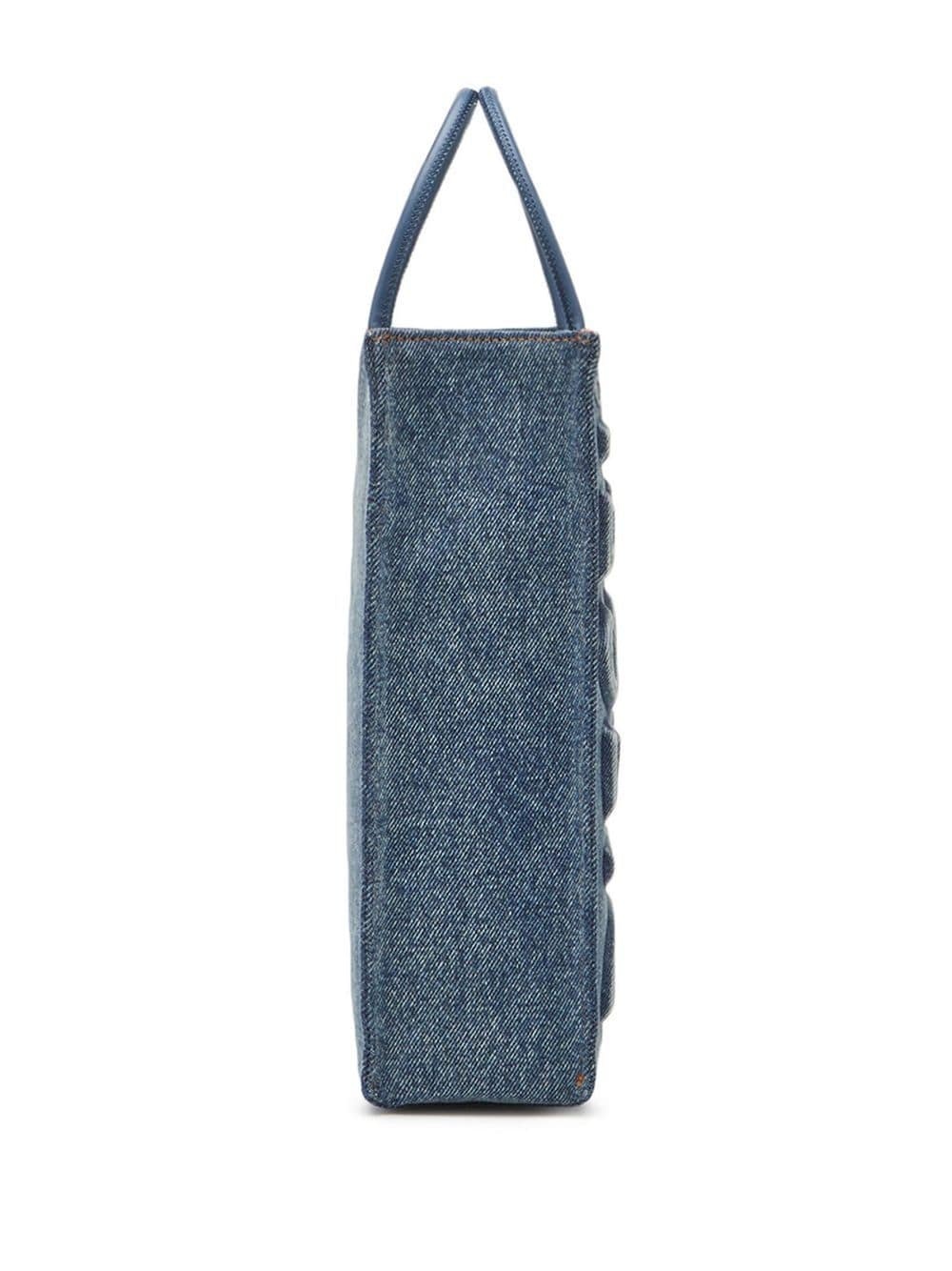 logo-embossed denim tote bag - 3