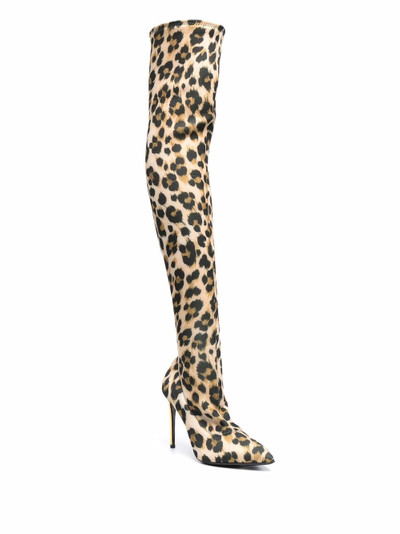 Moschino leopard print thigh high boots outlook