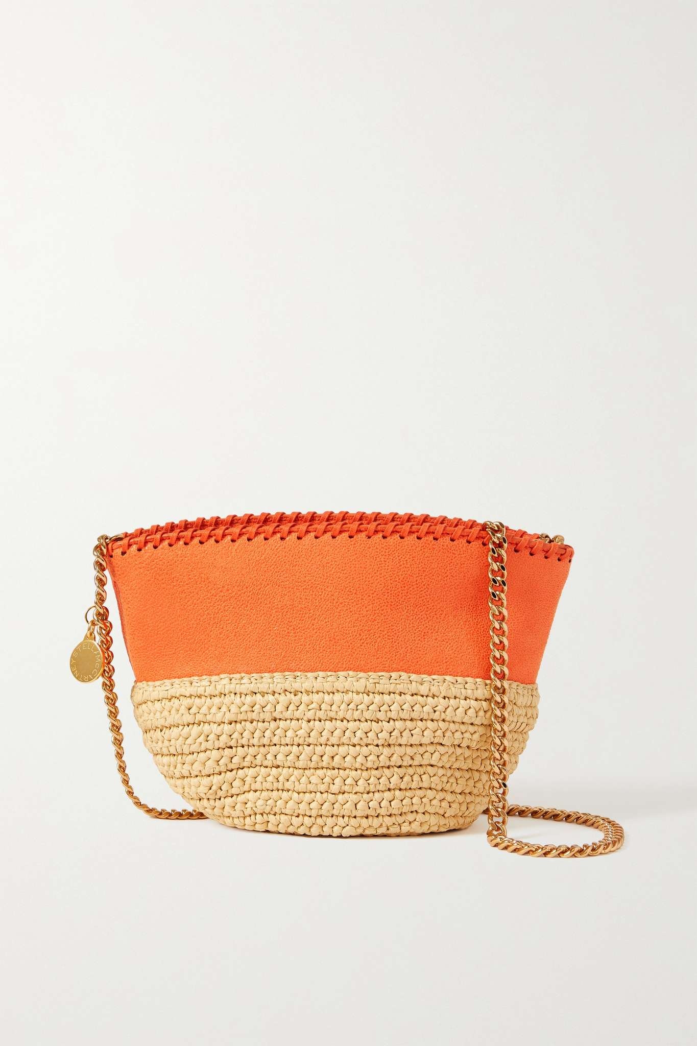 The Falabella vegetarian brushed-leather and raffia shoulder bag - 1