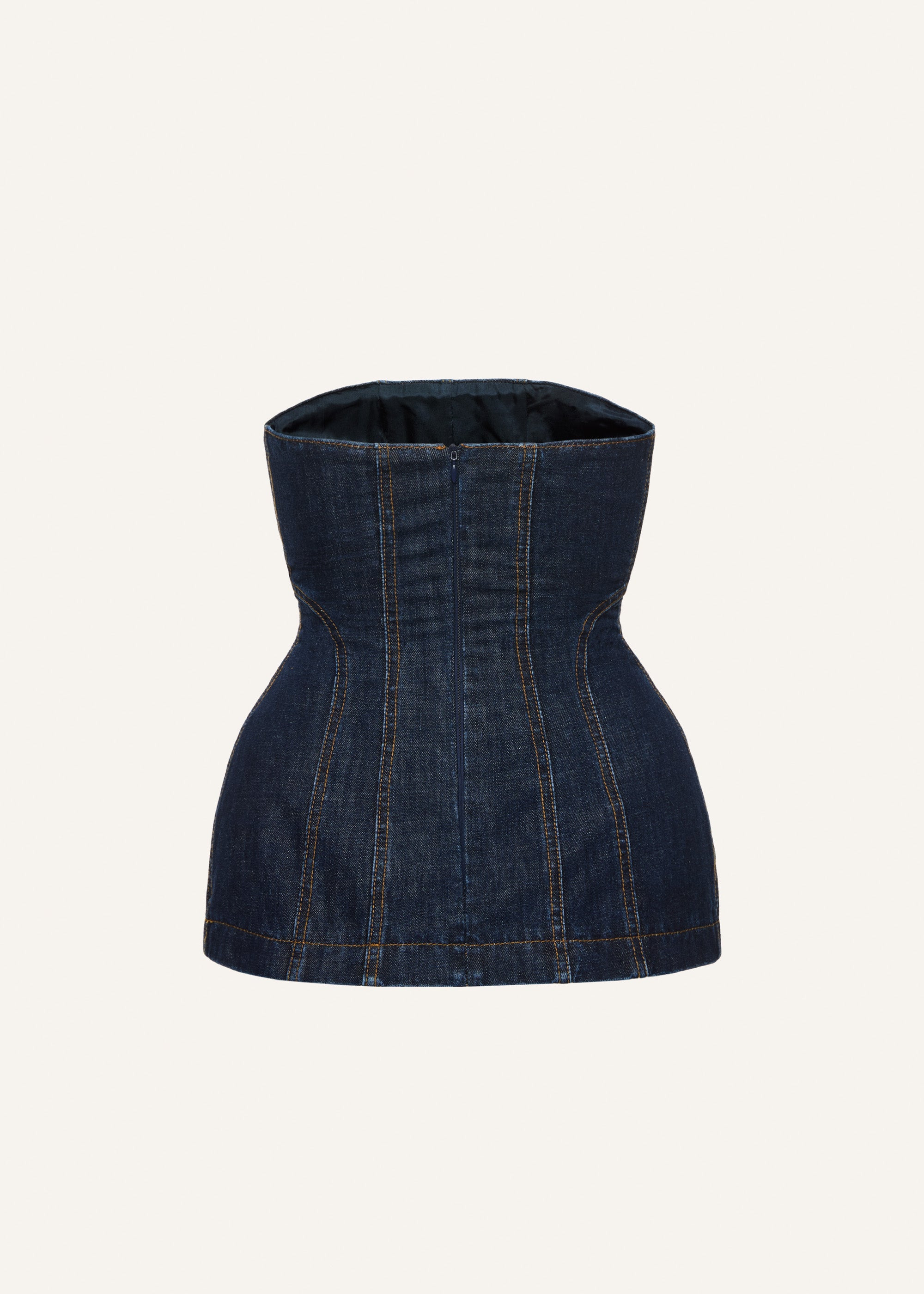 Strapless denim corset top in navy blue - 2