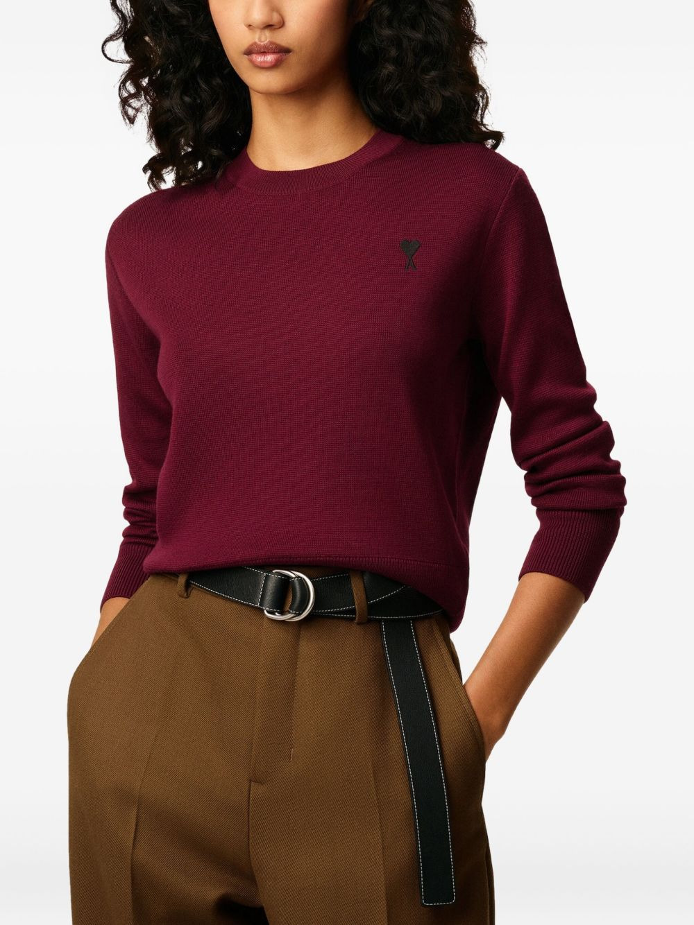 heart-embroidered wool sweater - 5