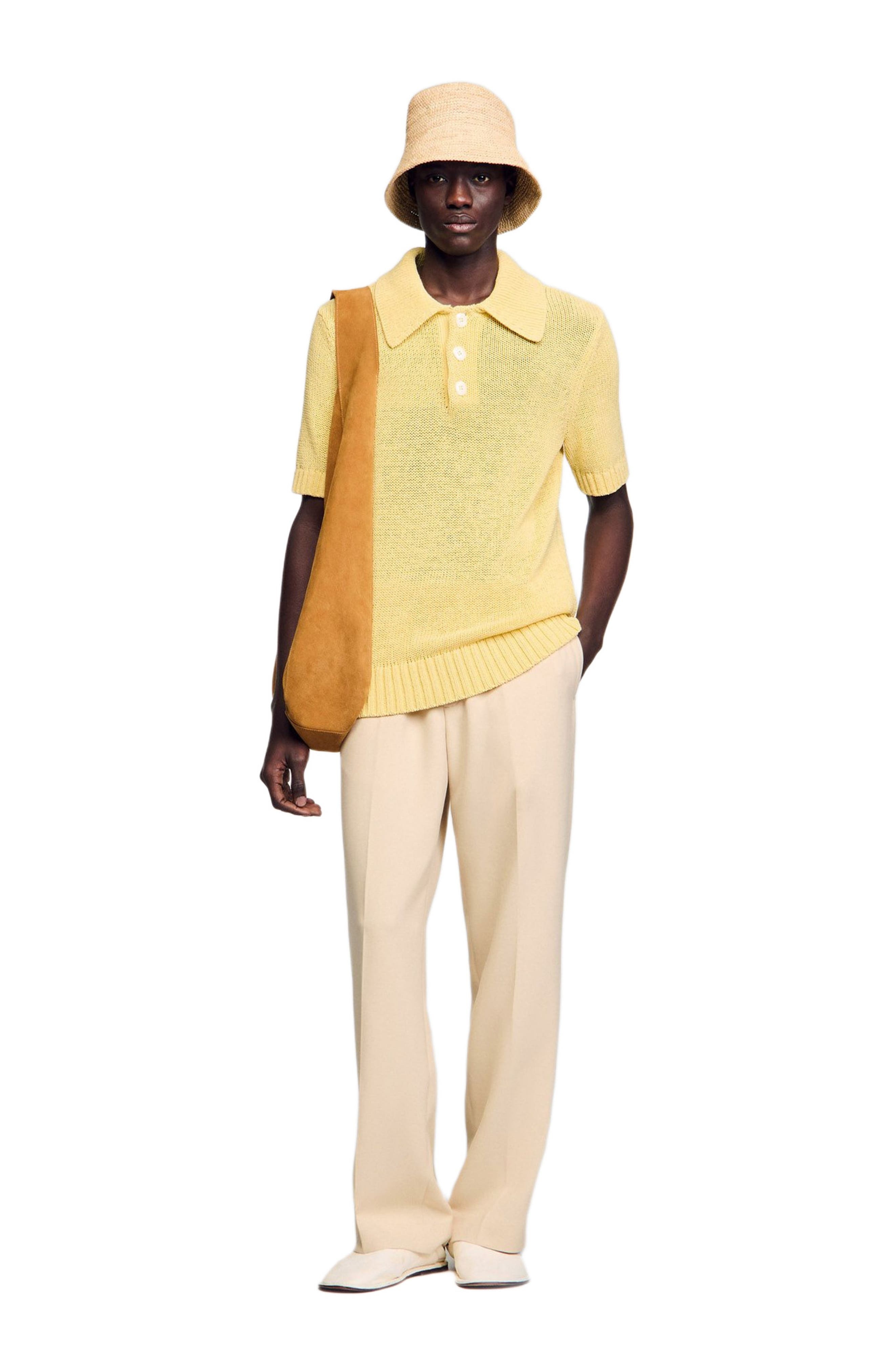 SANDRO Knit polo shirt in Yellow at Nordstrom - 6