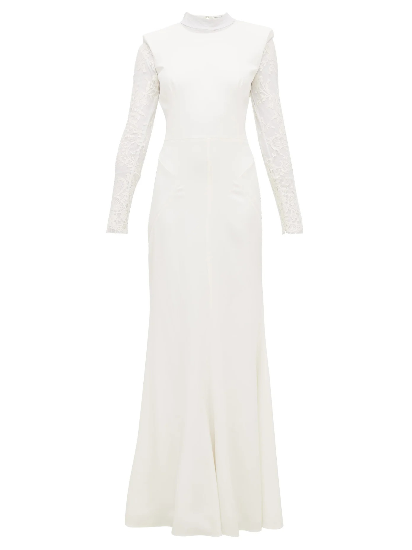 Lace-trimmed leaf-crepe gown - 1