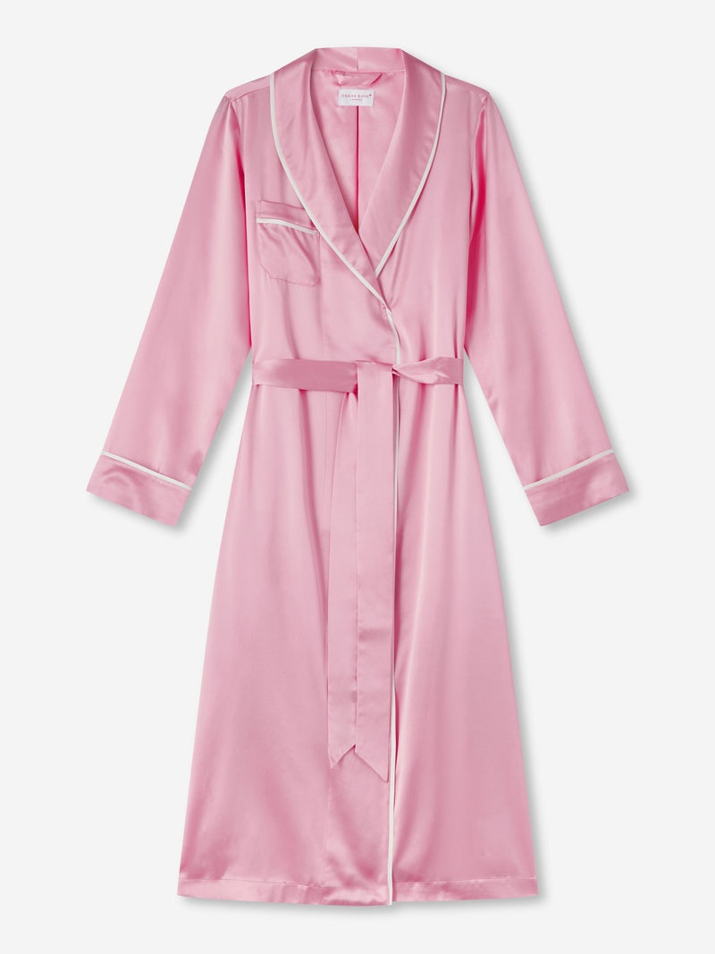 Women's Long Dressing Gown Bailey 2 Silk Satin Pink - 1