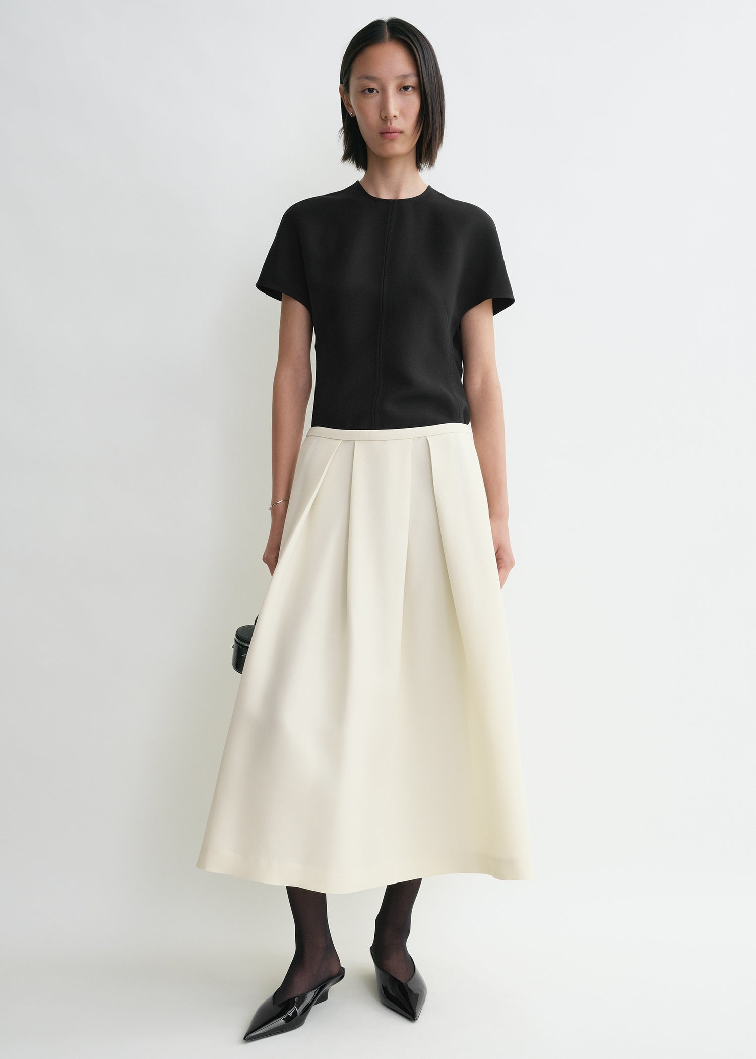 Wool silk twinflower skirt macadamia - 2