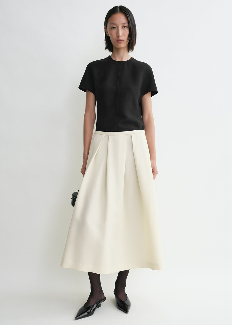 Totême Wool silk twinflower skirt macadamia outlook