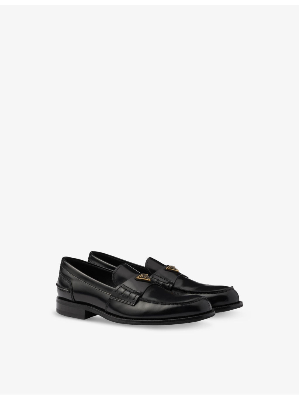 Triangle-logo brushed leather loafers - 3