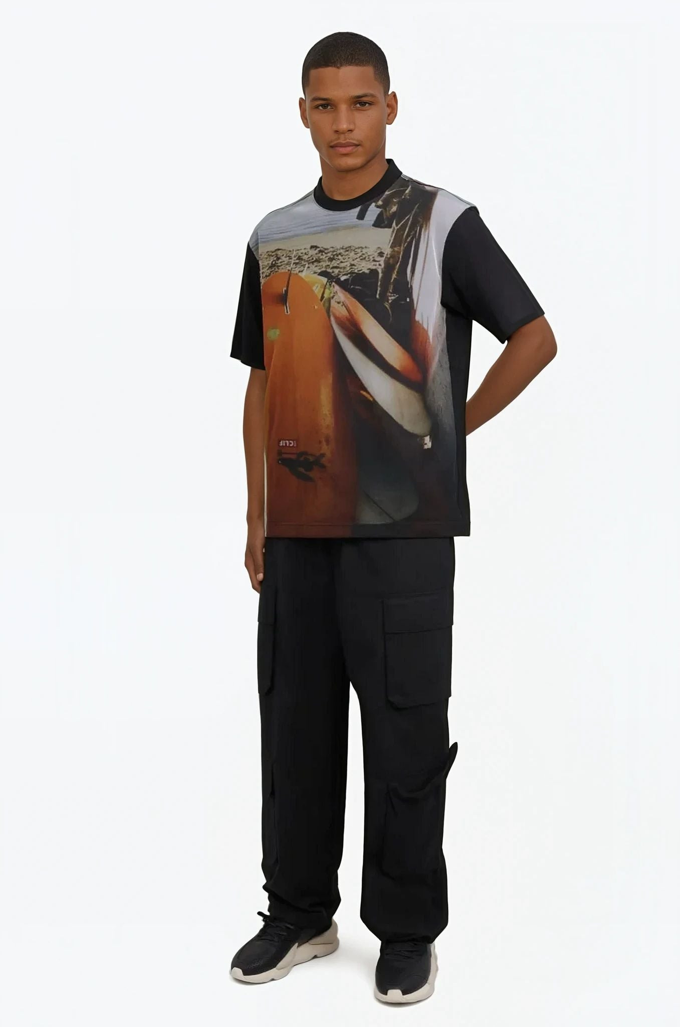 FULL PRINT MESH LAYER T-SHIRTS | BLACK - 2