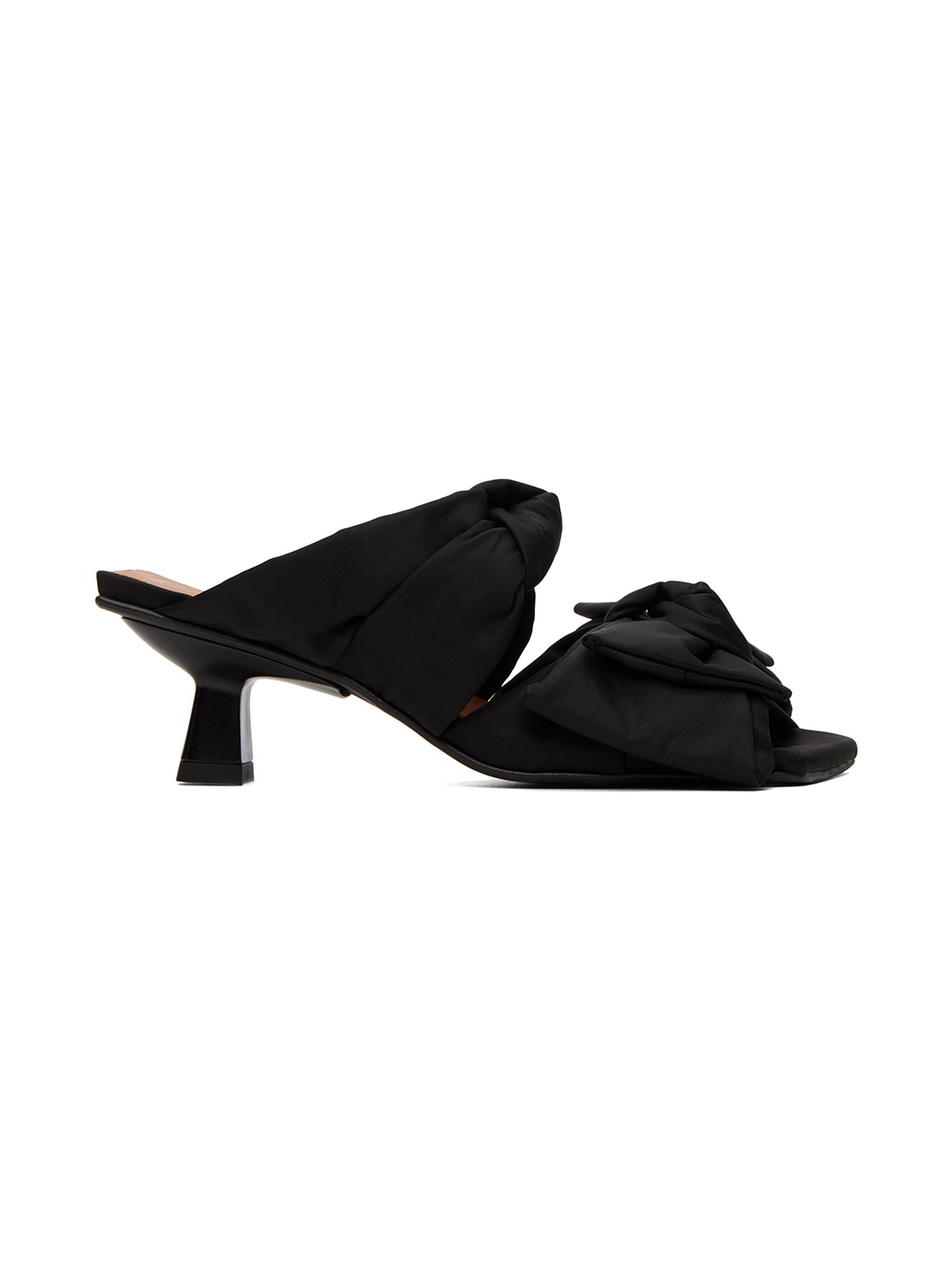 Black Soft Bow Mules - 1
