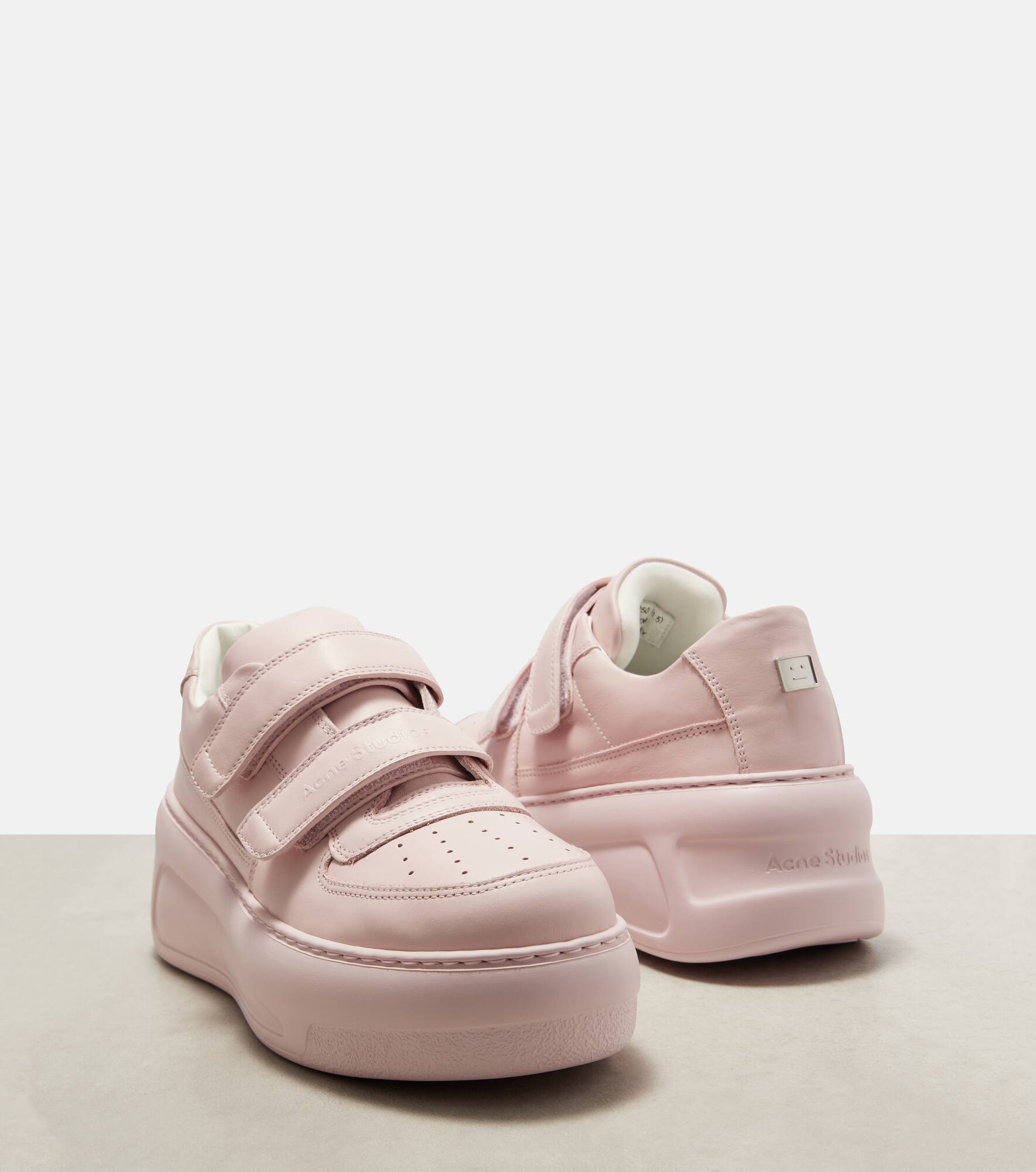 Face leather platform sneakers - 5