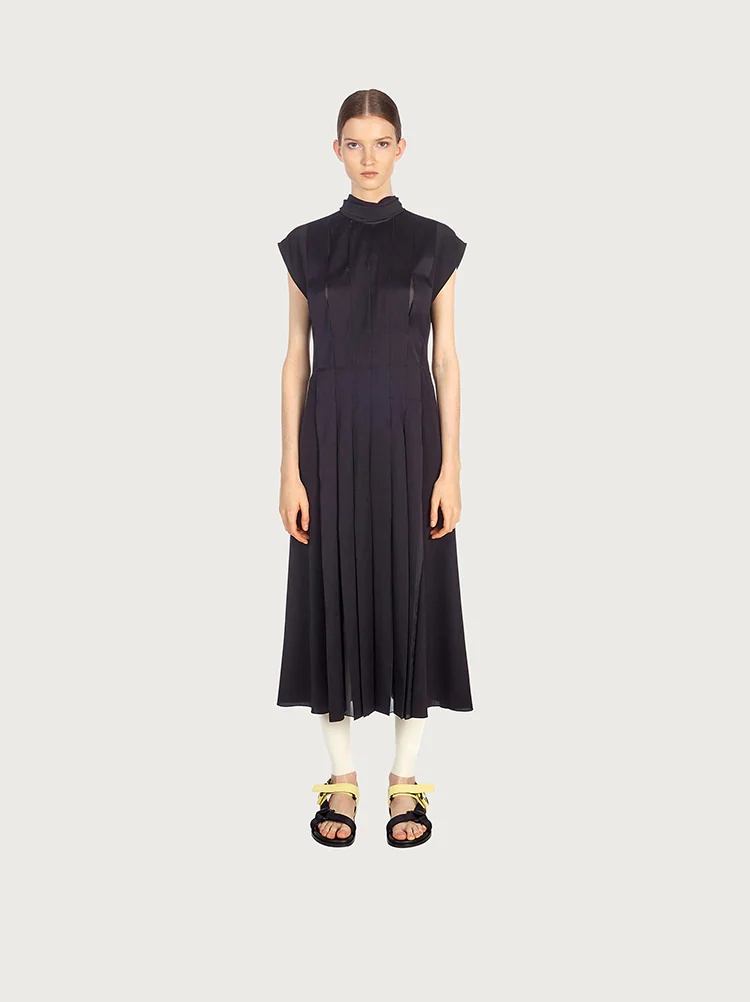 PLEATED SILK DRESS - 2