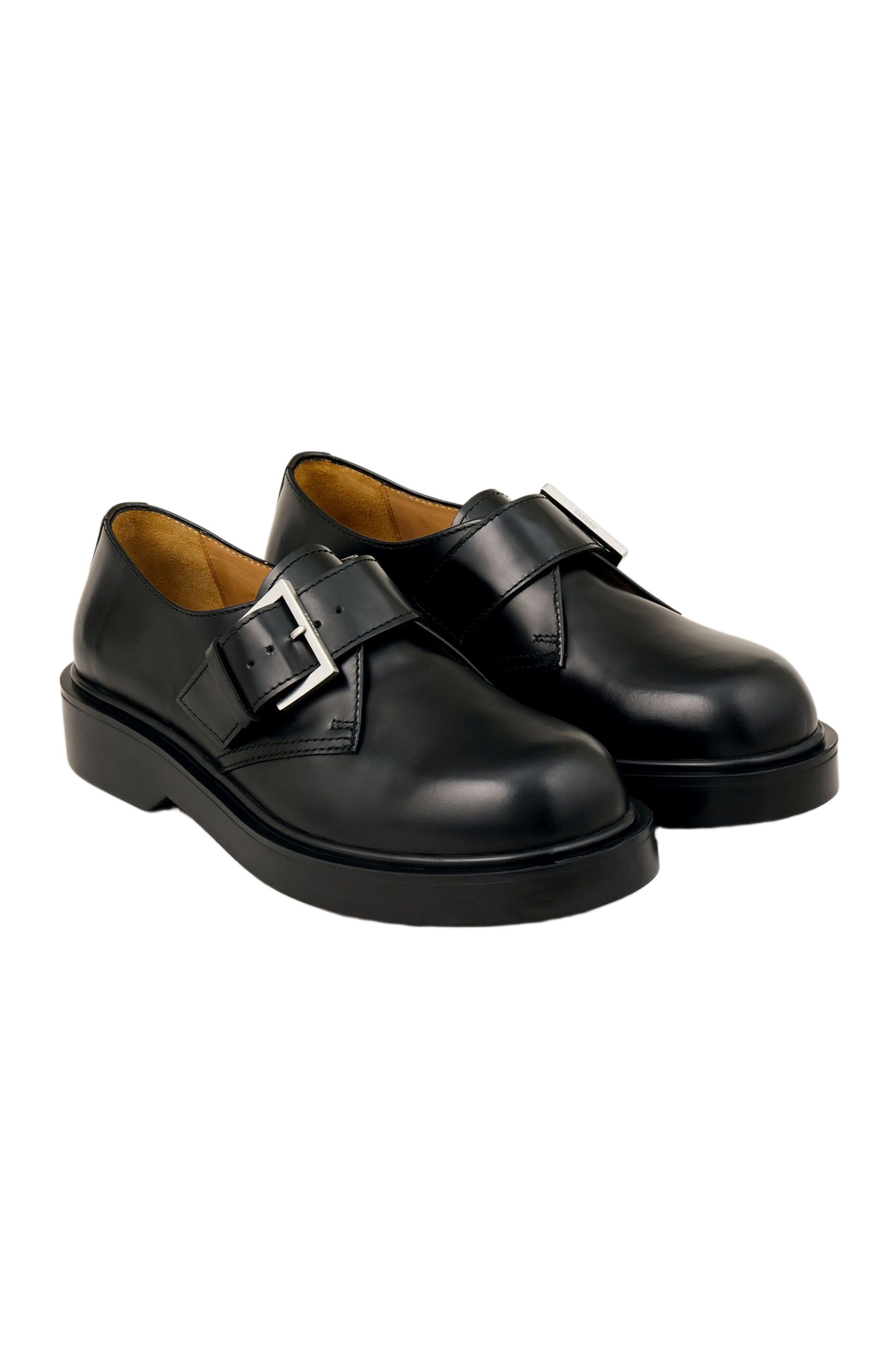 SANDRO Glazed leather derbies in Black at Nordstrom - 2
