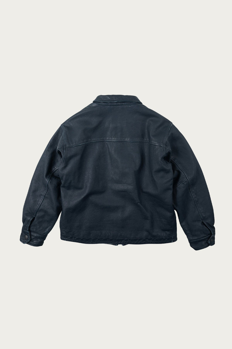 FrizmWORKS Destroyed Cowhide Leather Jacket - Washed Navy outlook