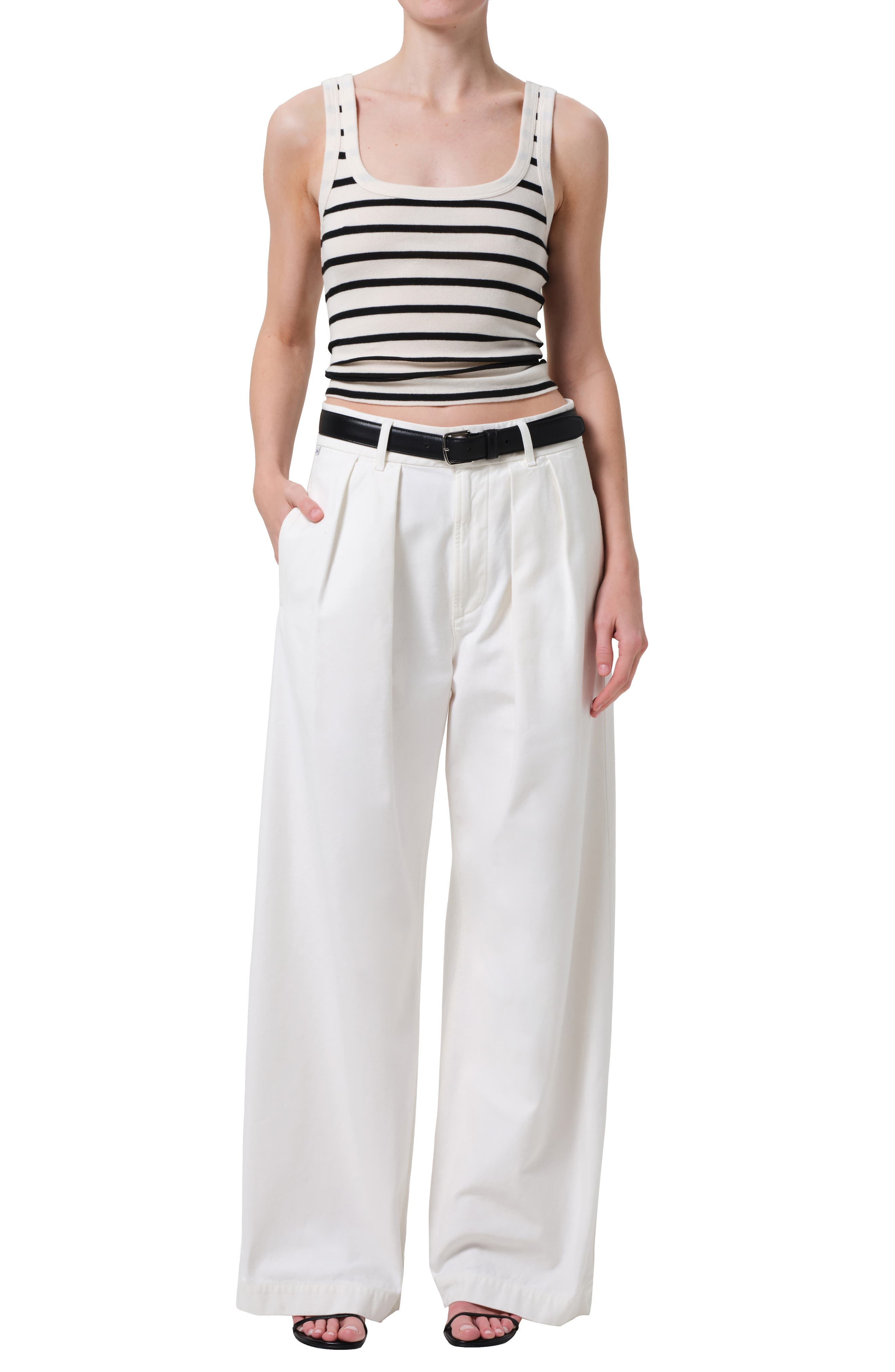 Citizens of Humanity Faye Stripe Crop Organic Cotton Blend Tank in Midnight Stripe at Nordstrom - 5