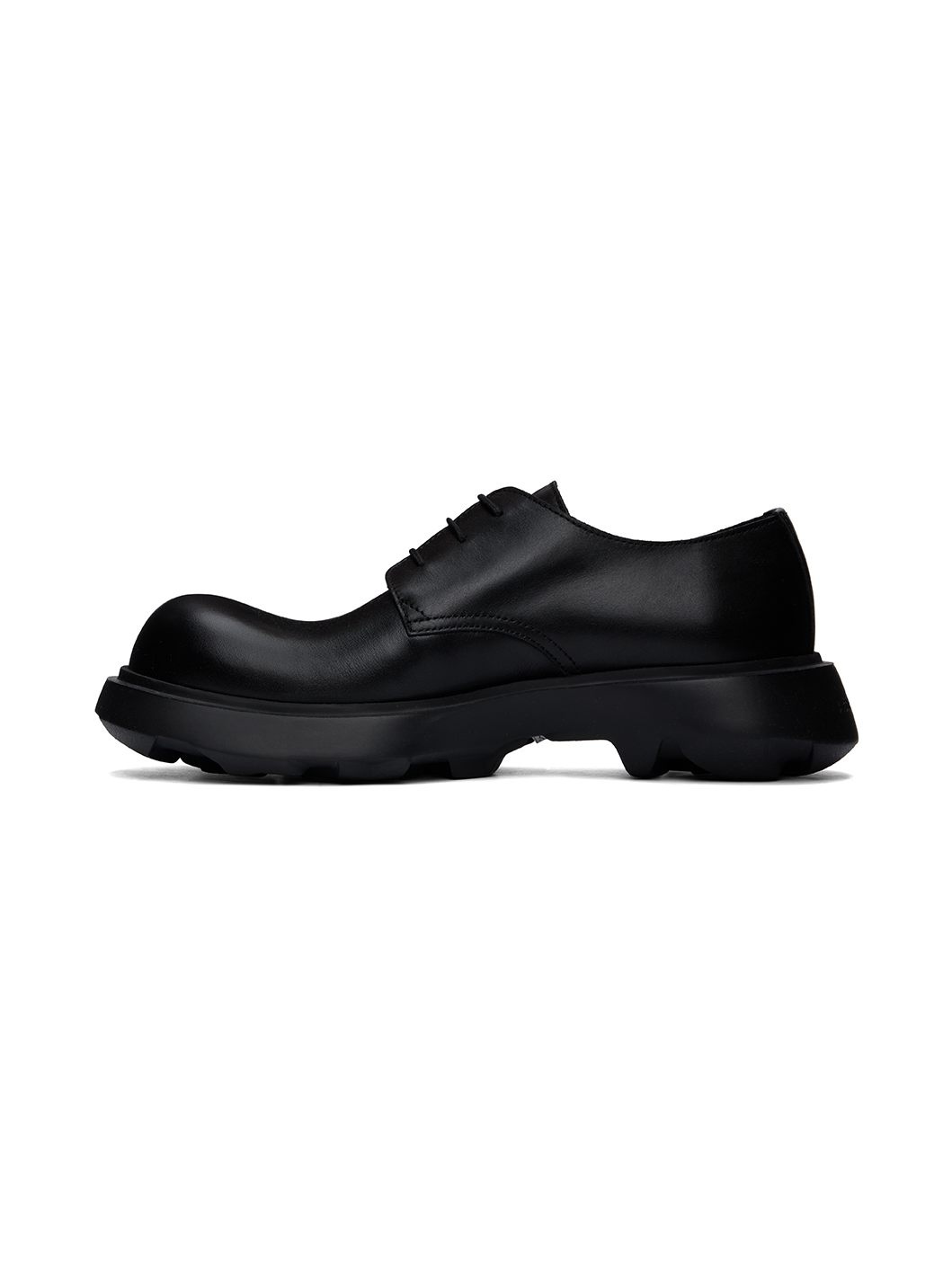 Black Leather Lace-Up Derbys - 3