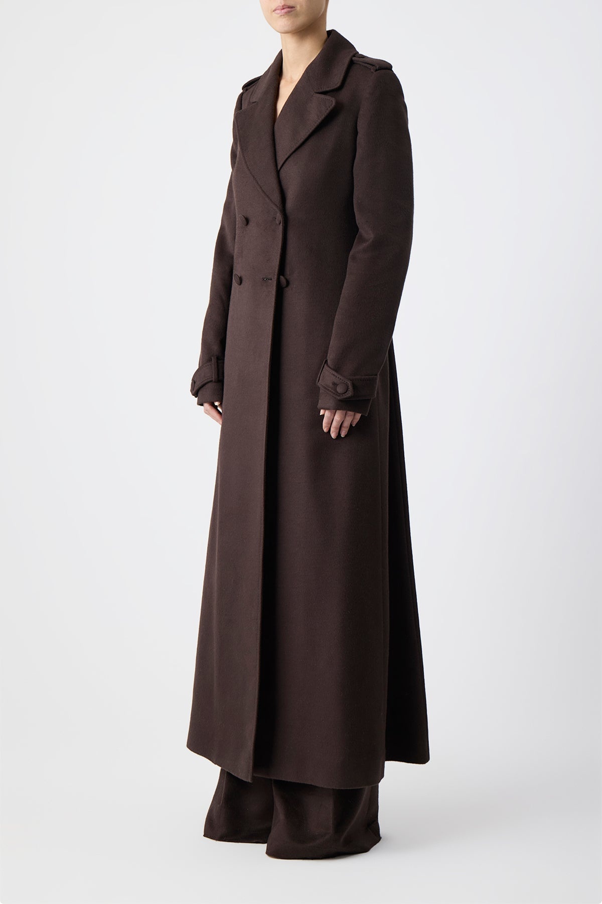 Houstt Trench Coat in Chocolate Winter Silk - 3