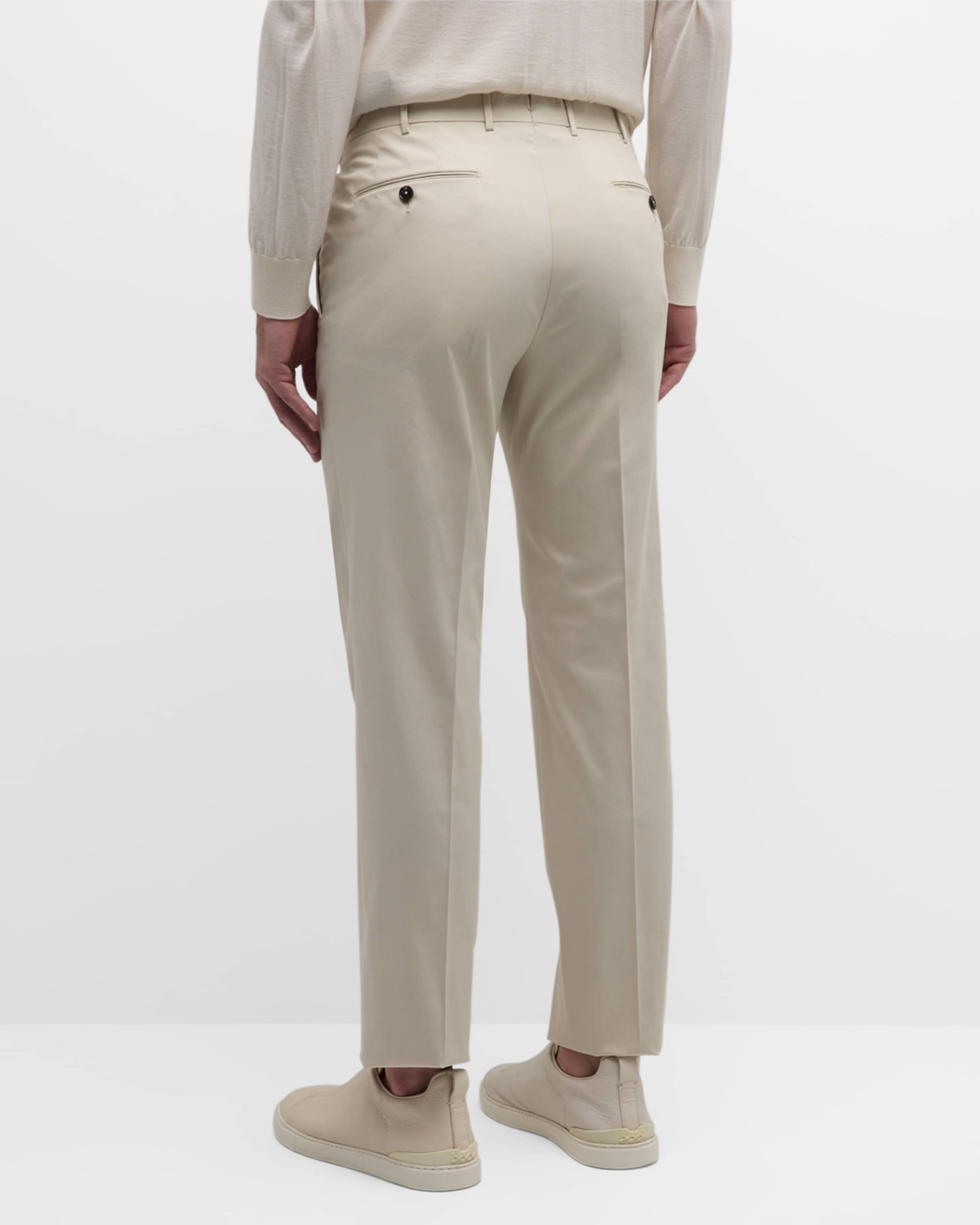 Men's Flat-Front Stretch Cotton Pants - 3
