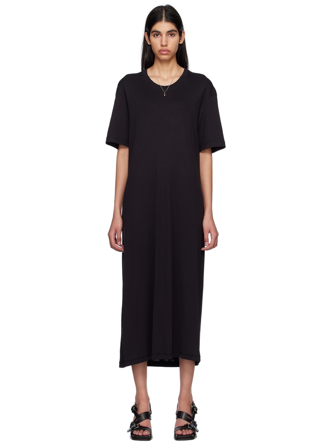 Lemaire Black Rib Midi Dress | ssense | REVERSIBLE