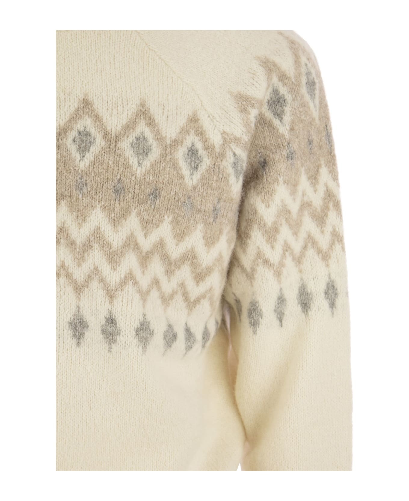 Icelandic Jacquard Buttoned Sweater - 4