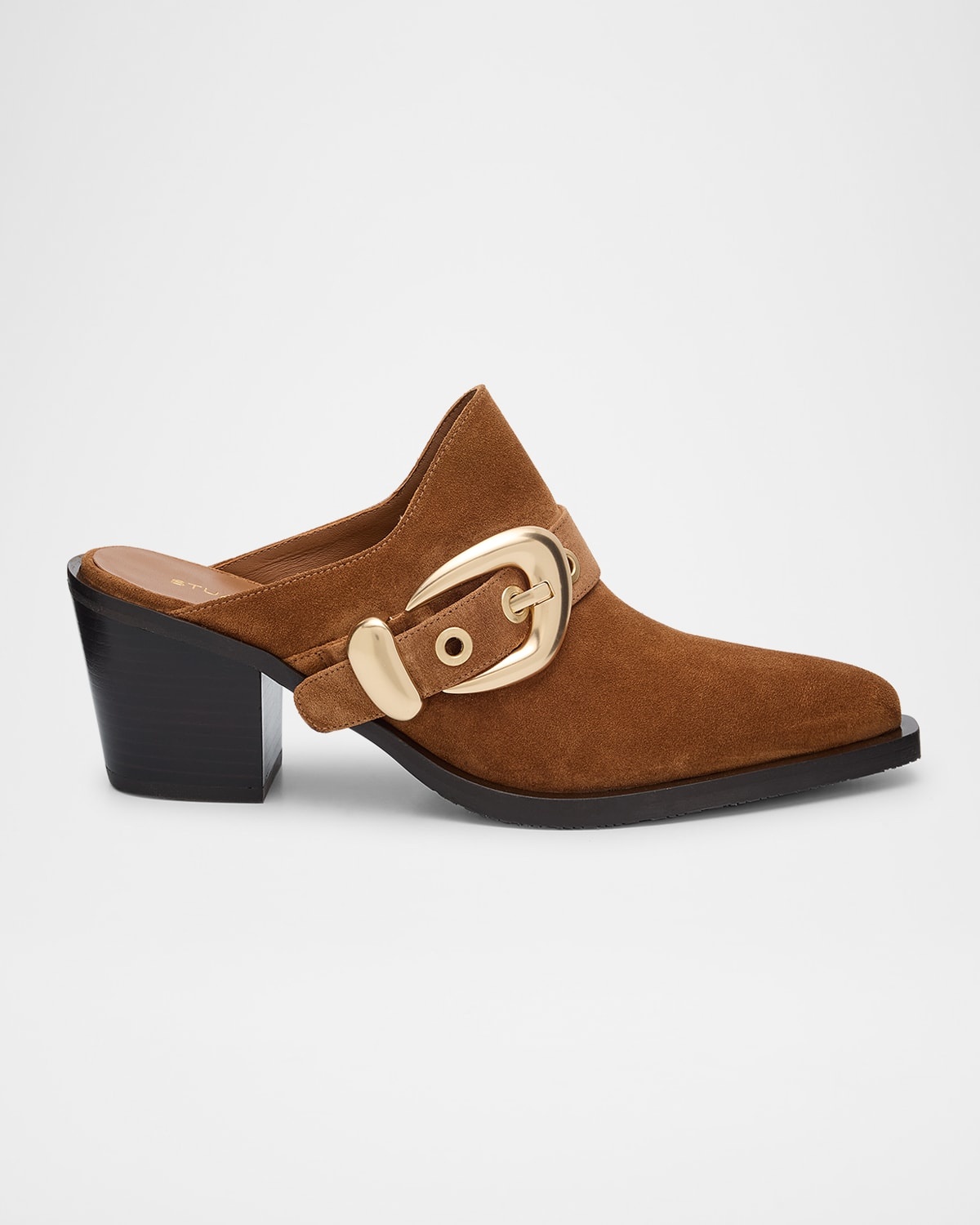 Maven Suede Buckle Western Mules - 1