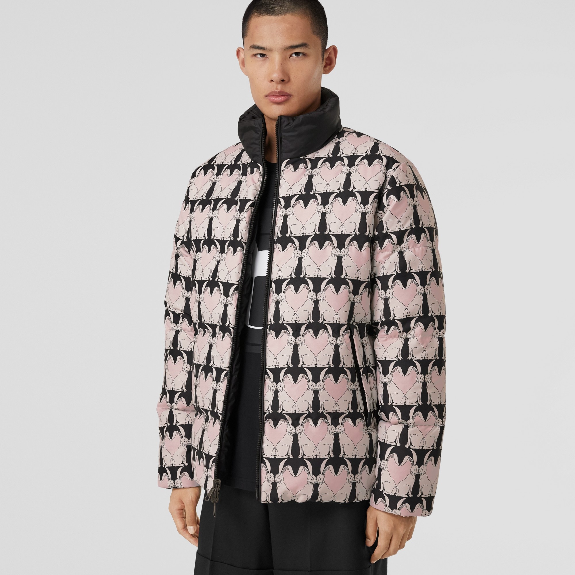 Reversible Rabbit Nylon Jacquard Puffer Jacket - 5