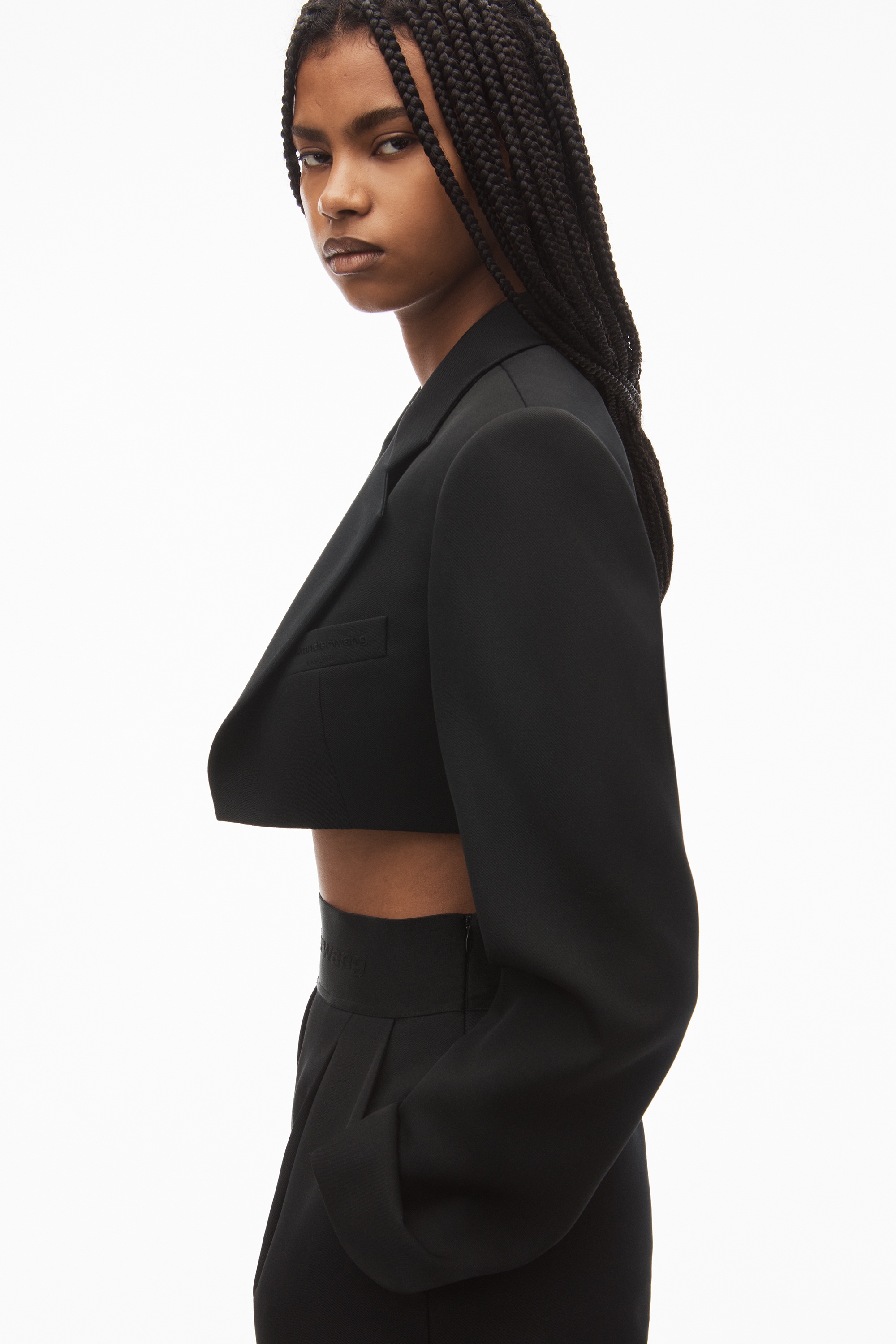 cropped tuxedo blazer in wool tailoring - 5