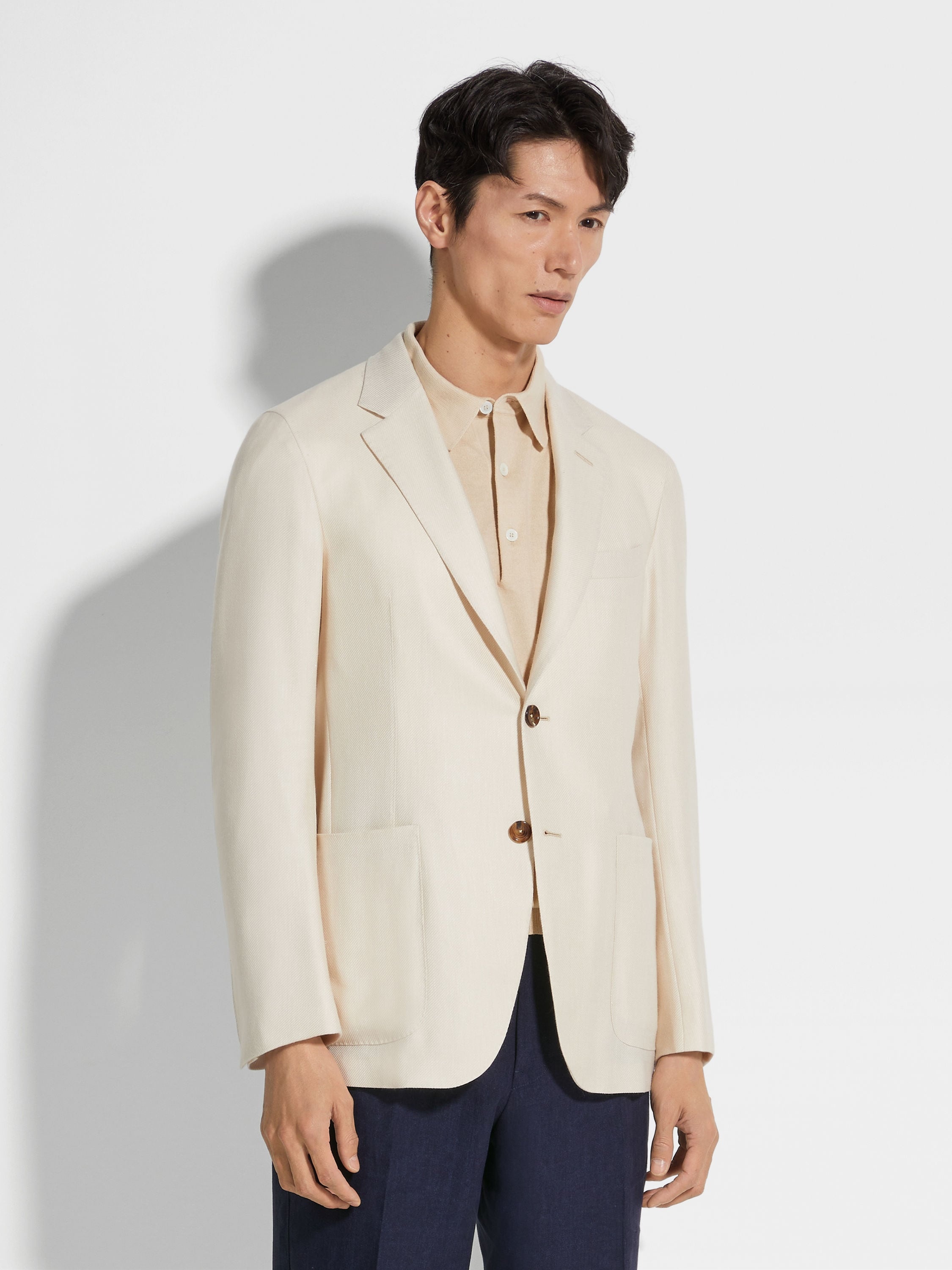 OFF WHITE CASHMERE SILK AND LINEN JACKET - 4