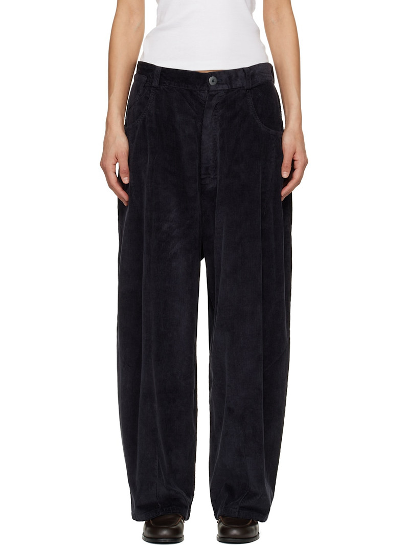 Navy Corduroy Baggy Trousers 1