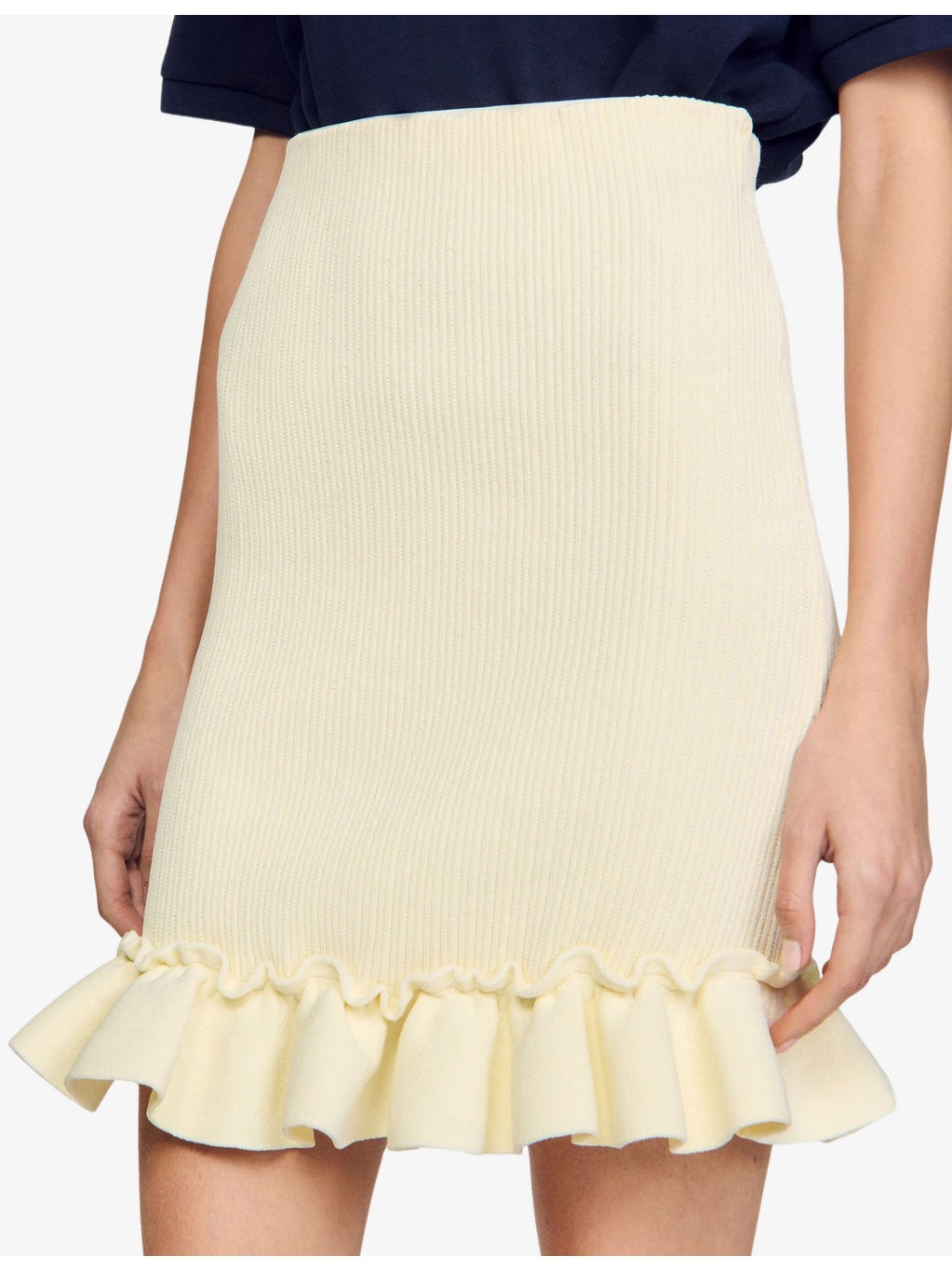 Ruffle-Trim Knitted Mini Skirt - 5