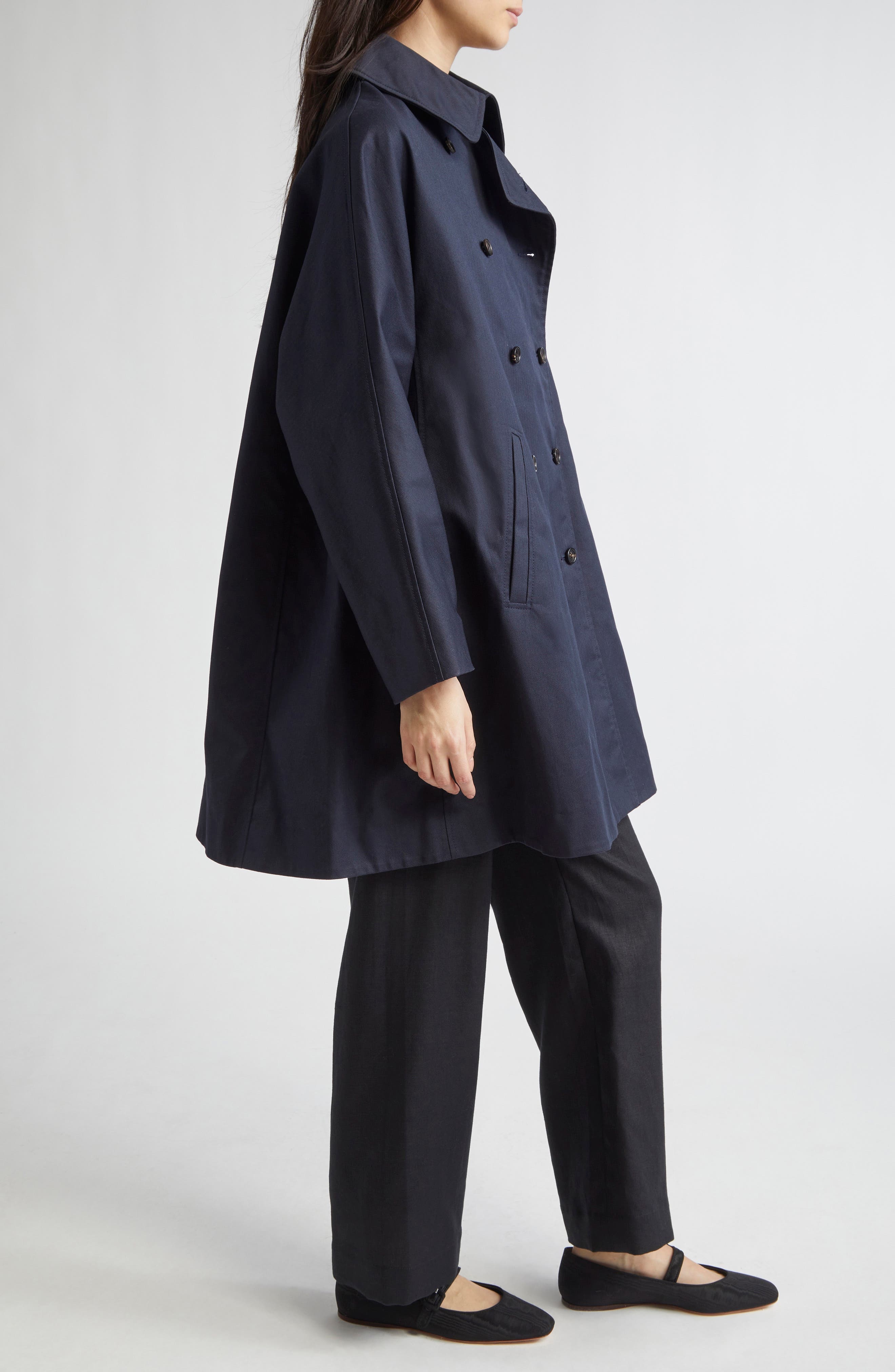 Bode Waxed Cotton Peacoat in Navy at Nordstrom - 4