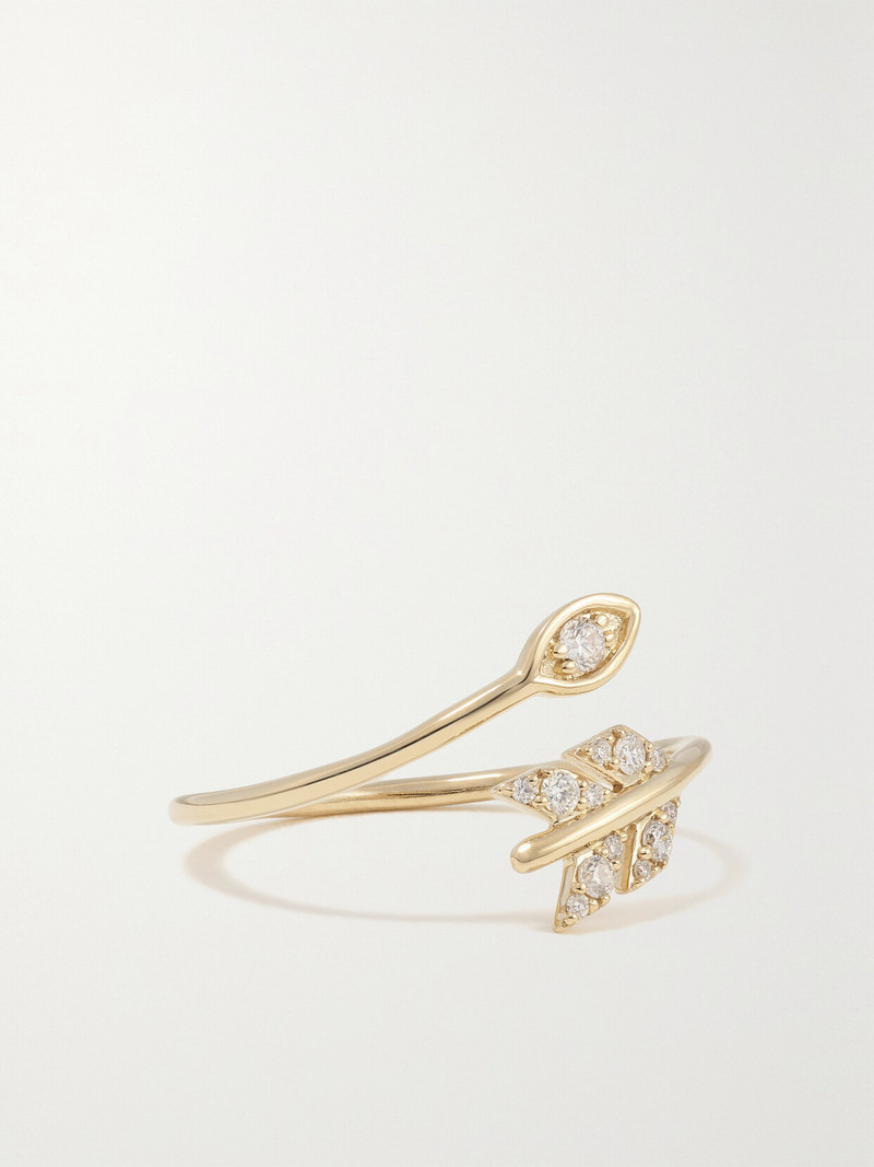 Evil Eye Arrow 14-karat Gold Diamond Ring 1